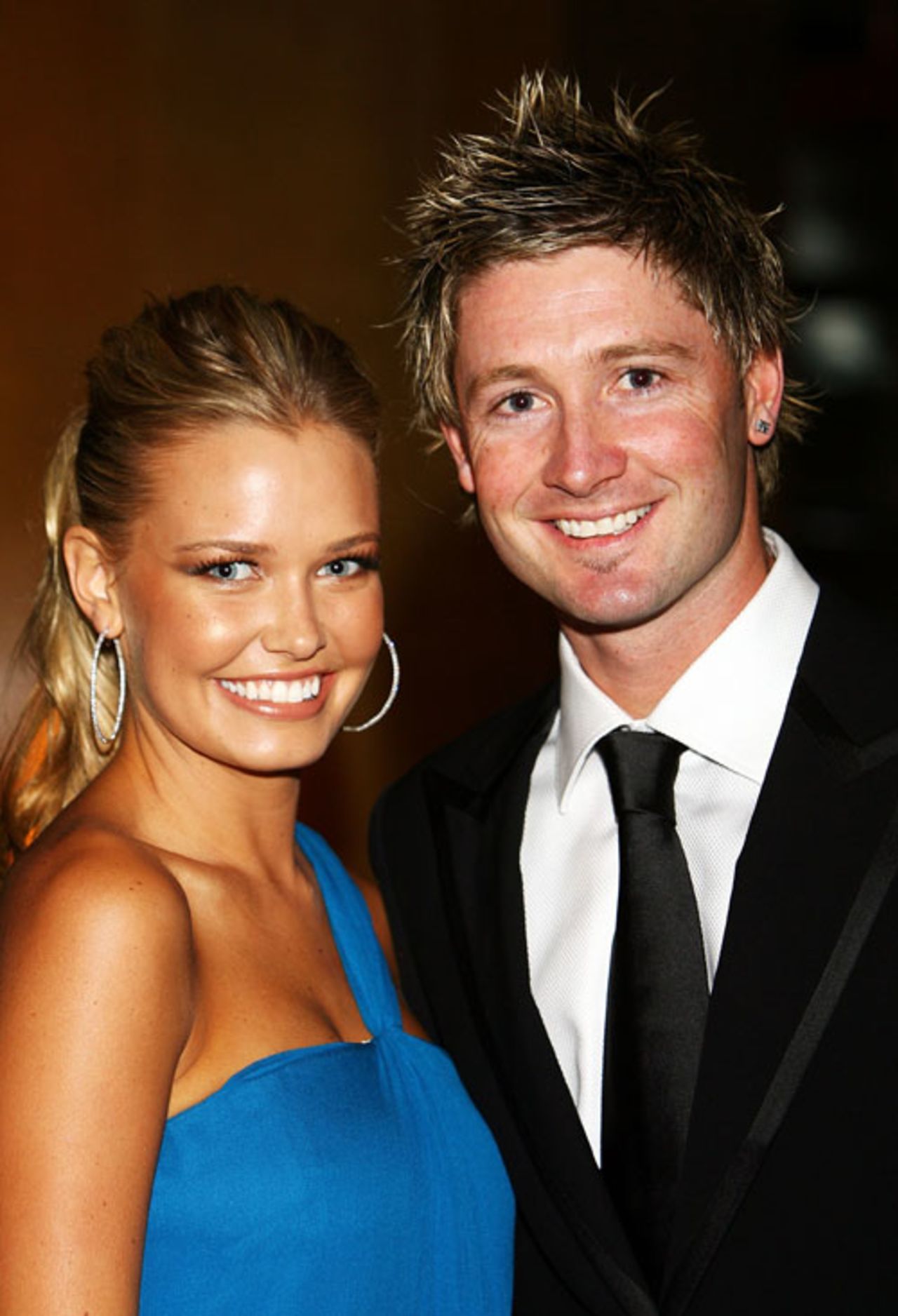 Michael Clarke and partner and model Lara Bingle arrive at the Allan Border Medal awards, Melbourne, February 5, 2007
