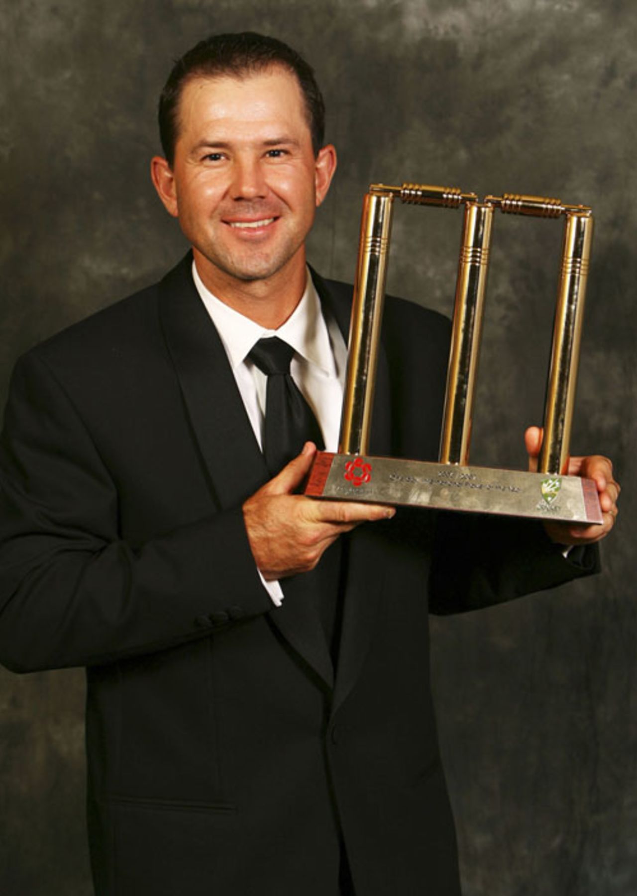 Ricky Ponting with his Australia Test Player of the Year trophy at the Allan Border Medal awards, Melbourne, February 5, 2007