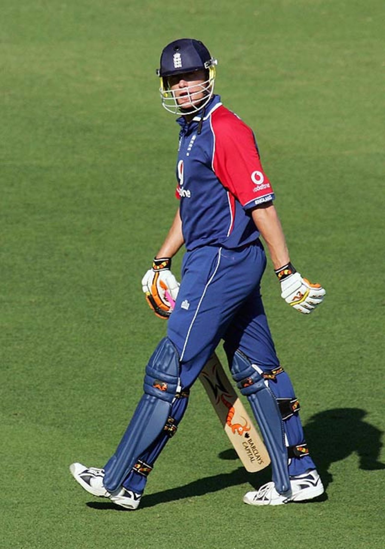 Andrew Flintoff trudges off after holing out to long-on, England v New Zealand, CB Series, 12th match, Brisbane, February 6, 2007