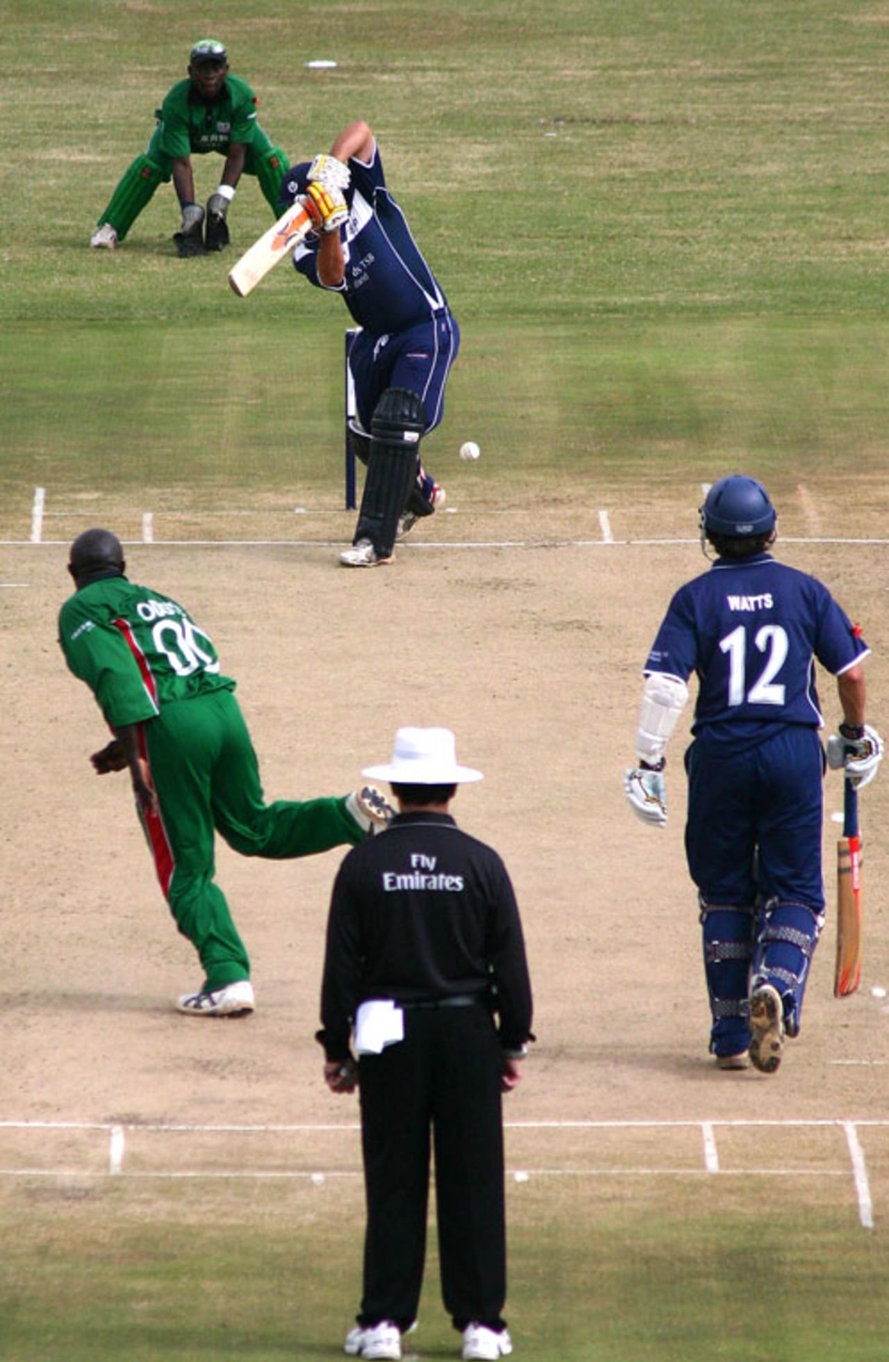 Ryan Watson drives back to the bowler, Kenya v Scotland, World Cricket League Final, Gymkhana, Nairobi, February 7, 2007