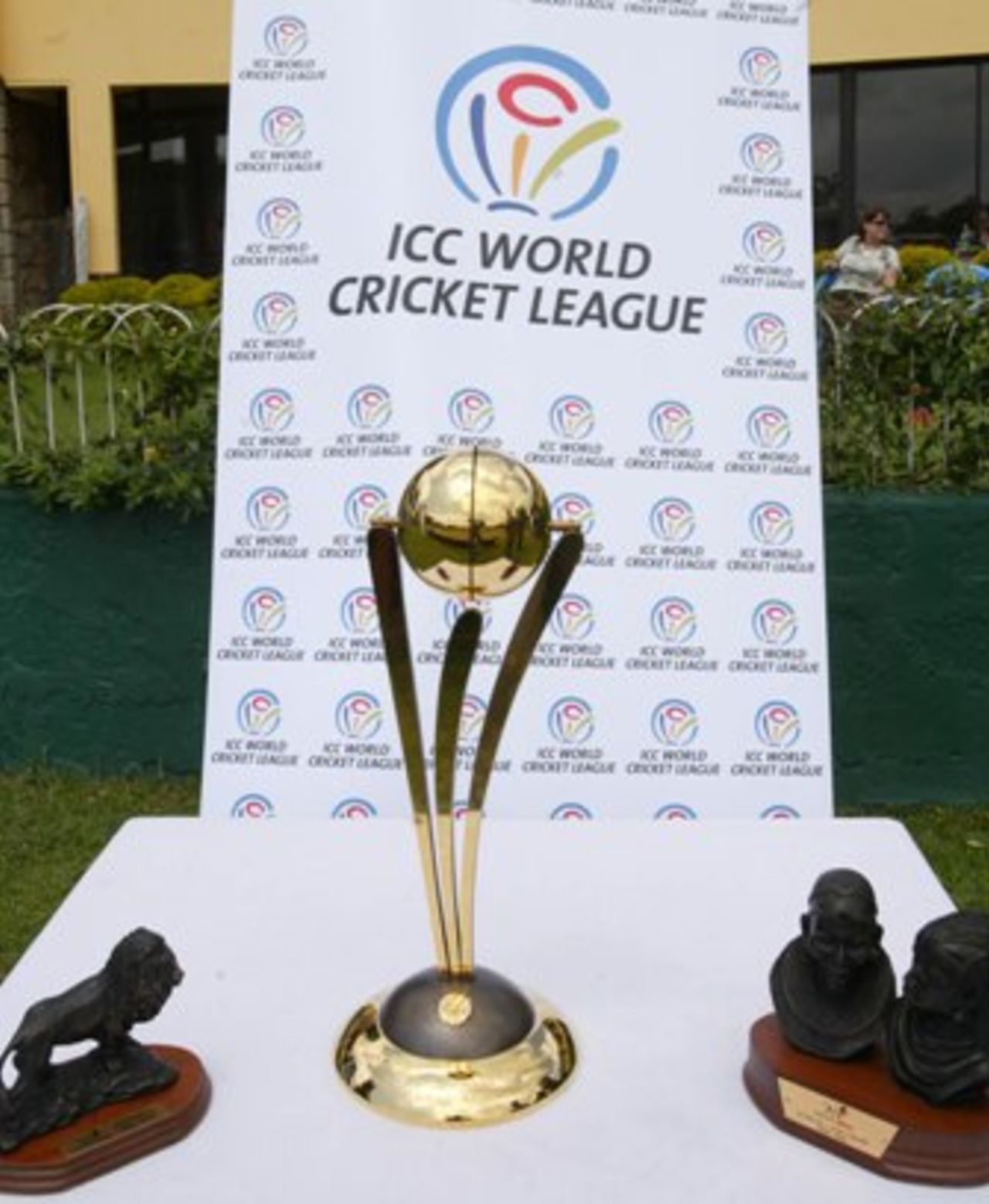 The ICC World Cricket League Trophy displayed at the Nairobi Gymkhana ground, Wednesday, Feb 7, 2007