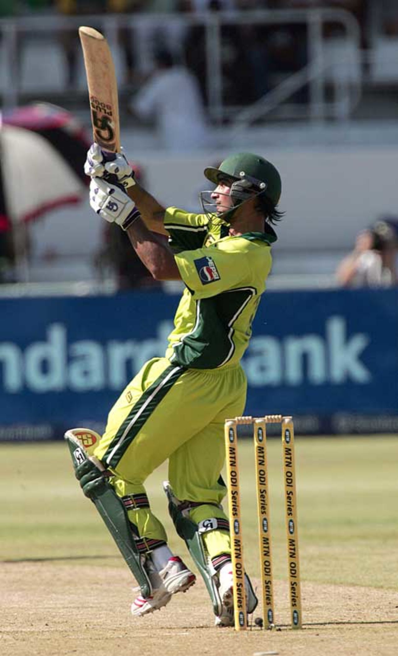 Imran Nazir launches one of his two sixes, South Africa v Pakistan, 2nd ODI, Durban, February 7, 2007