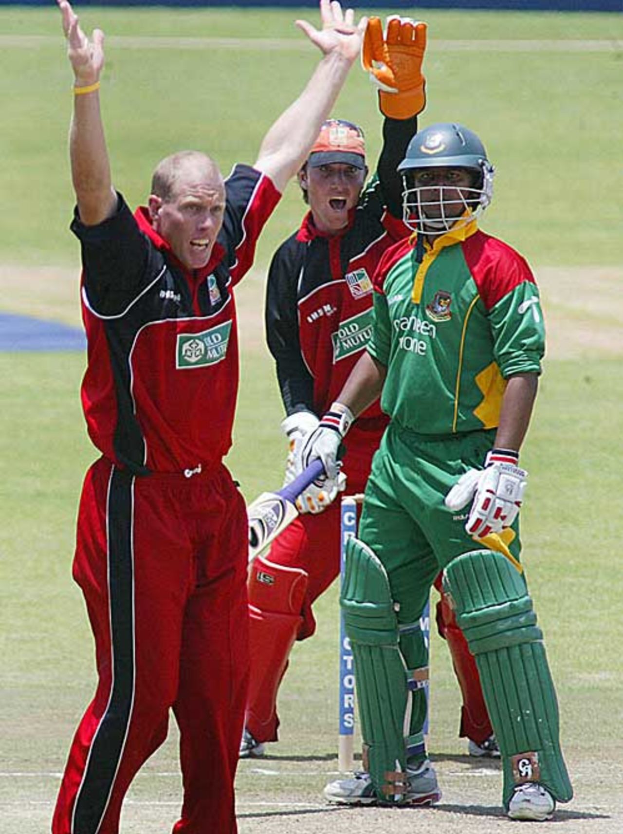Gary Brent appeals during a spell that brought one wicket, Zimbabwe v Bangladesh, 3rd ODI, Harare, February 9, 2007