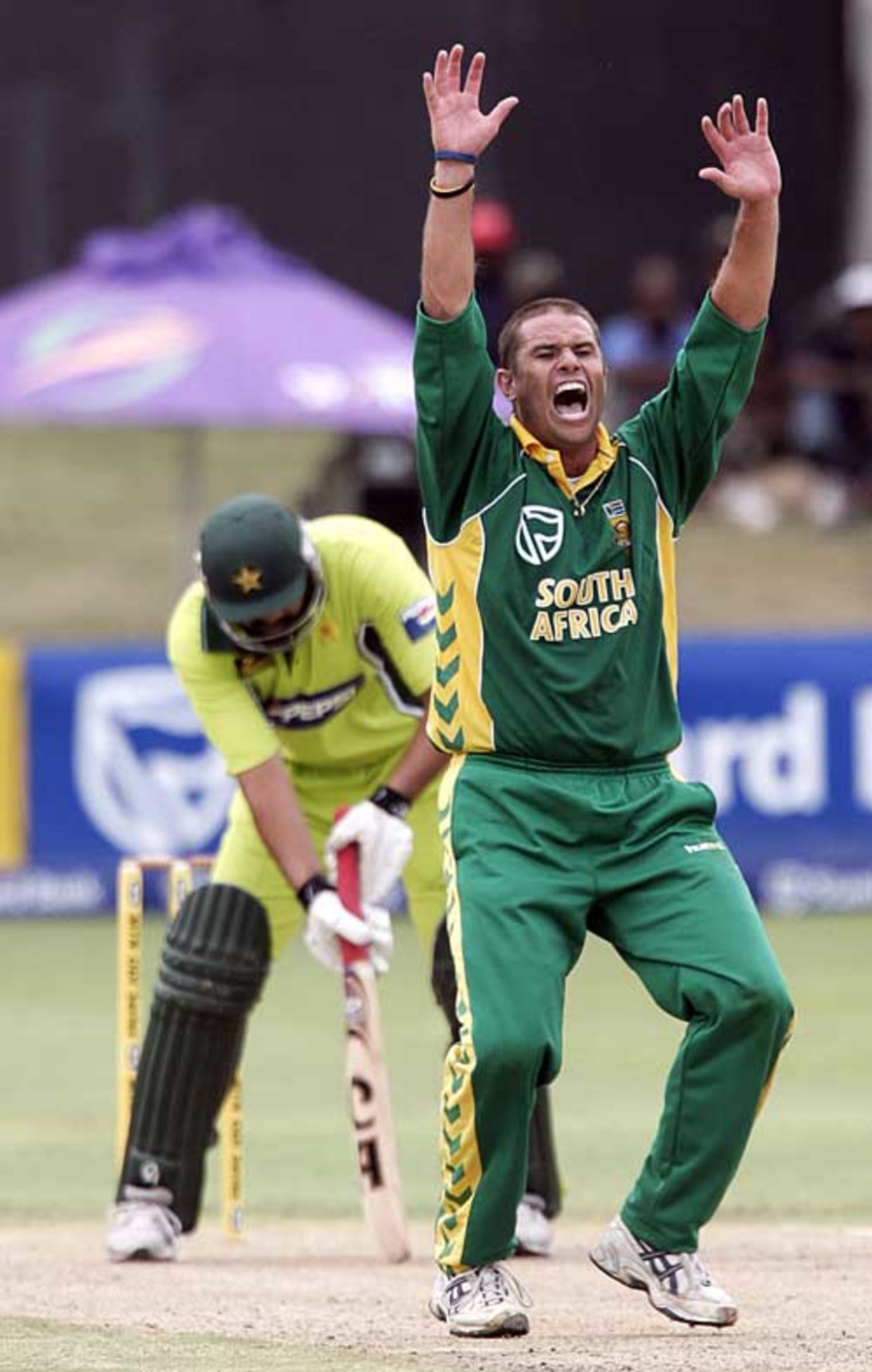 Inzamam-ul-Haq is trapped lbw by Andrew Hall, South Africa v Pakistan, 3rd ODI, Port Elizabeth, February 9, 2007