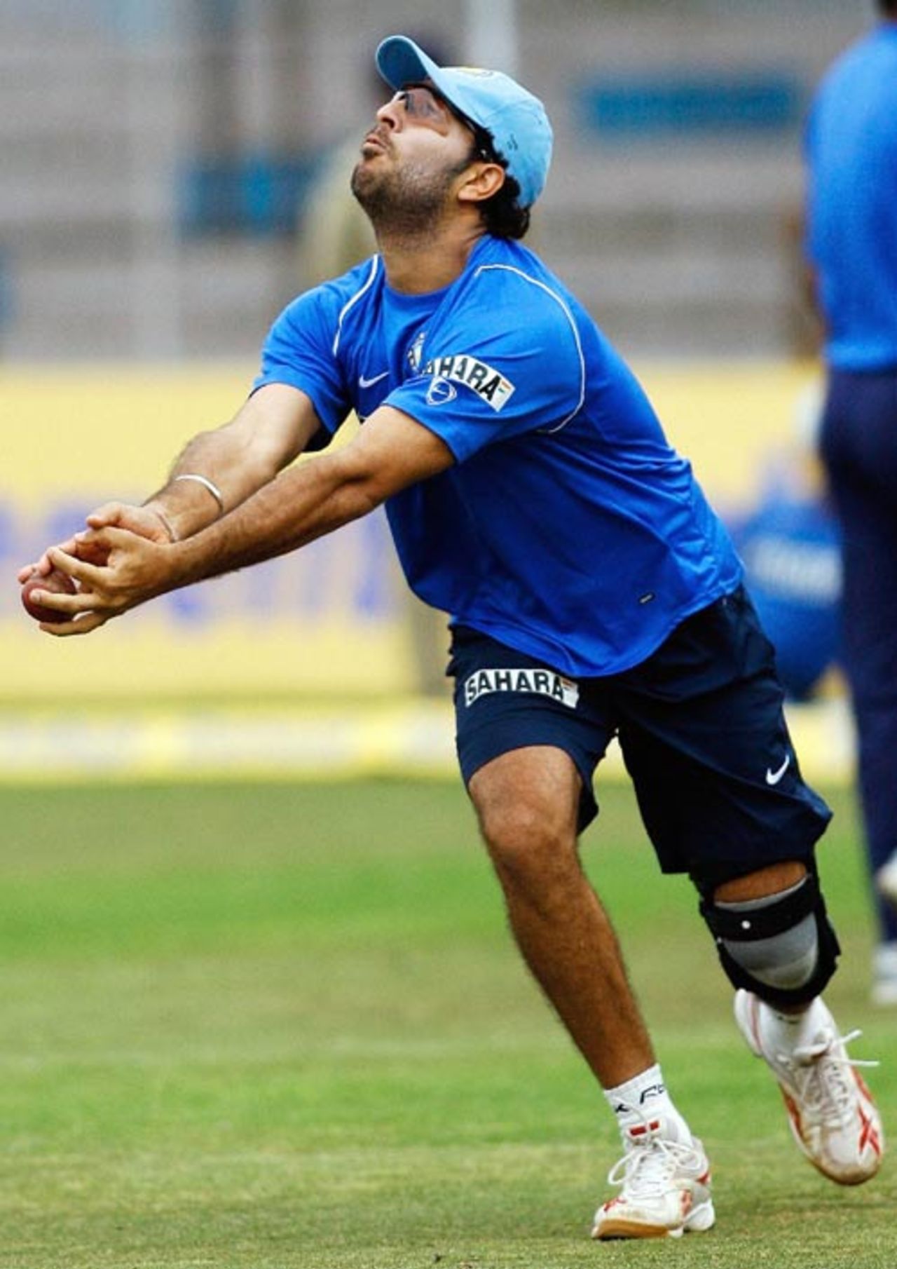 Yuvraj Singh manages to hang on to a catch, Rajkot, February 10, 2007