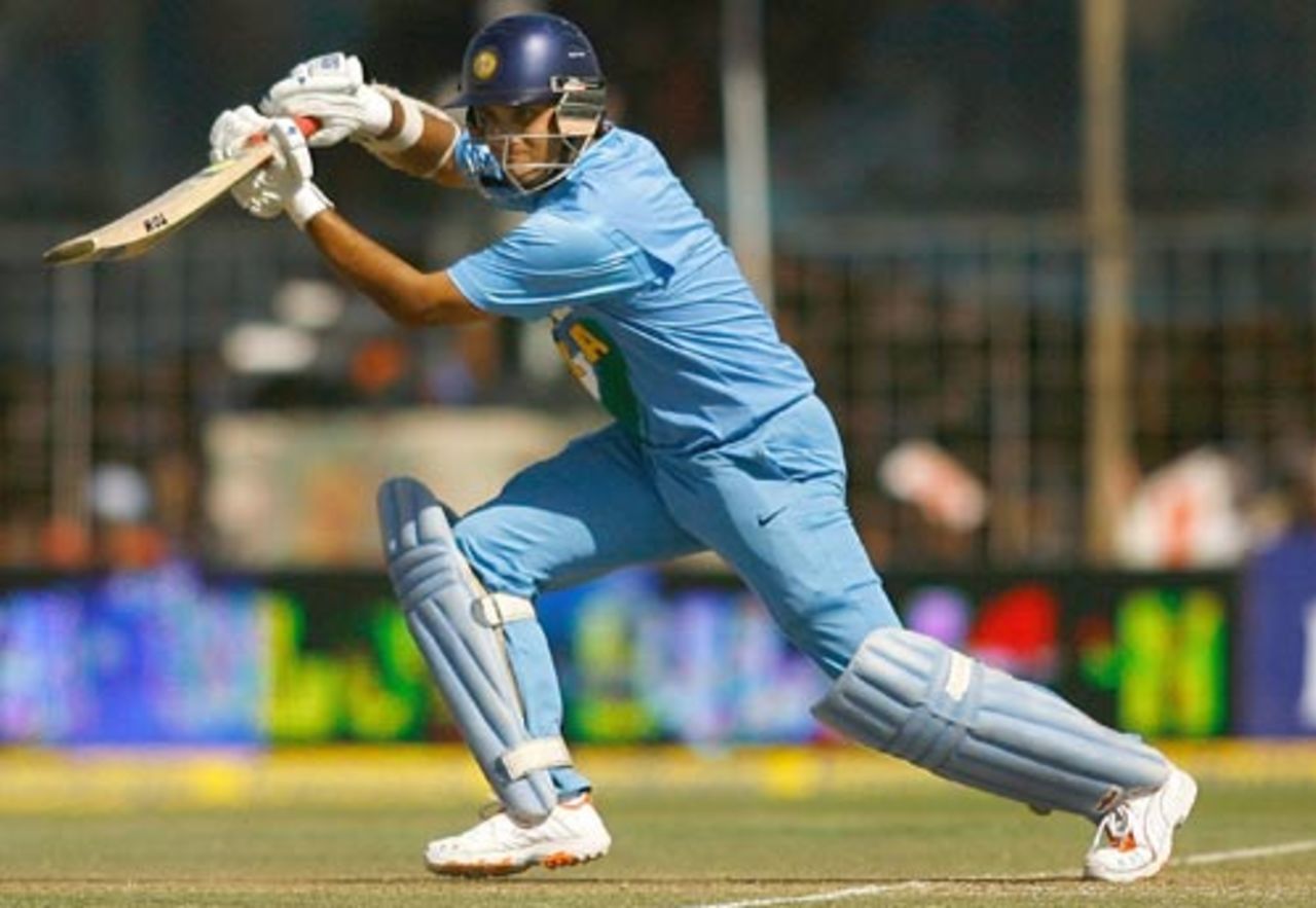 Sourav Ganguly eases a drive through the off side, India v Sri Lanka, 2nd ODI, Rajkot, February 11, 2007