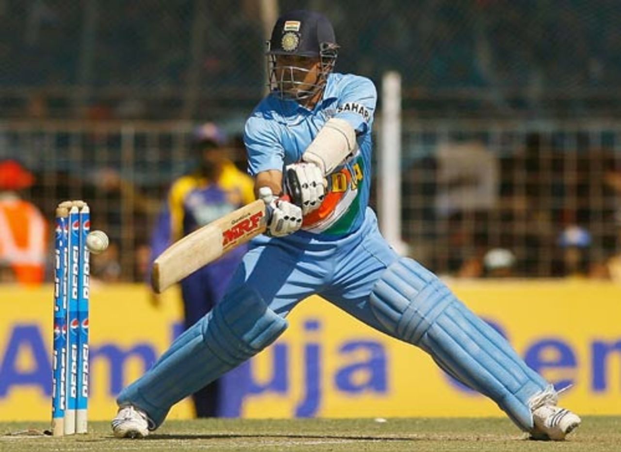 Sachin Tendulkar flays a cut through point, India v Sri Lanka, 2nd ODI, Rajkot, February 11, 2007