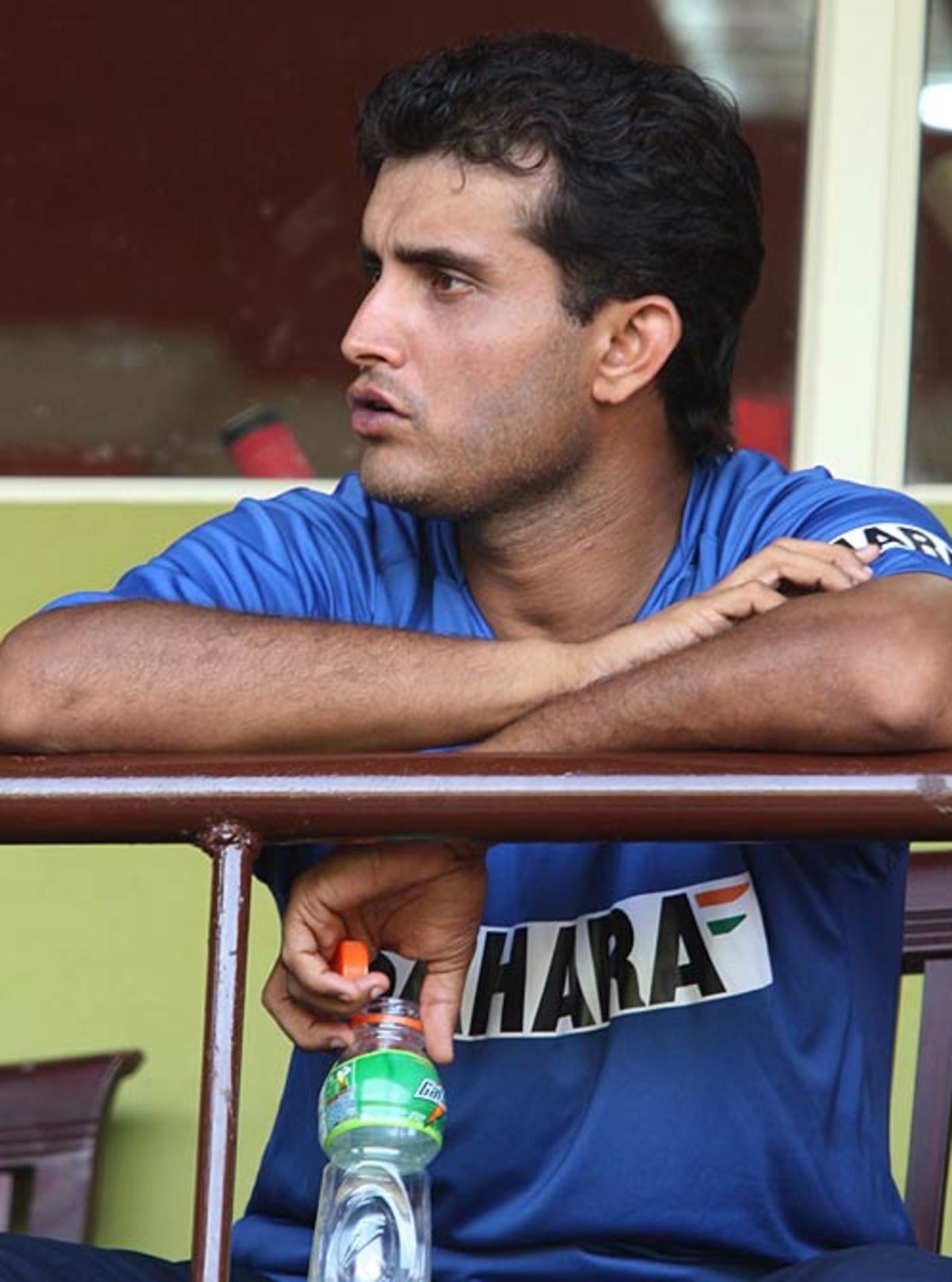 Sourav Ganguly looks on during practice on the eve of the third one-dayer, Goa, February 13, 2007
