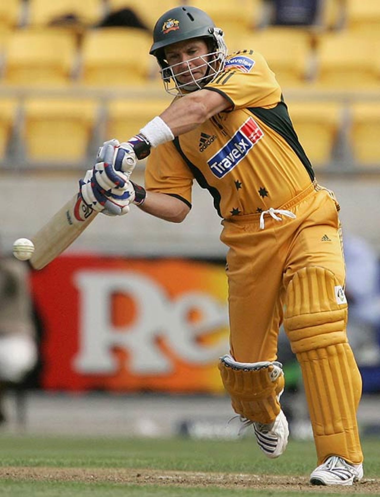 Brad Hodge plays to the off side, New Zealand v Australia, Chappell-Hadlee Trophy, 1st match, Wellington, February 16, 2007