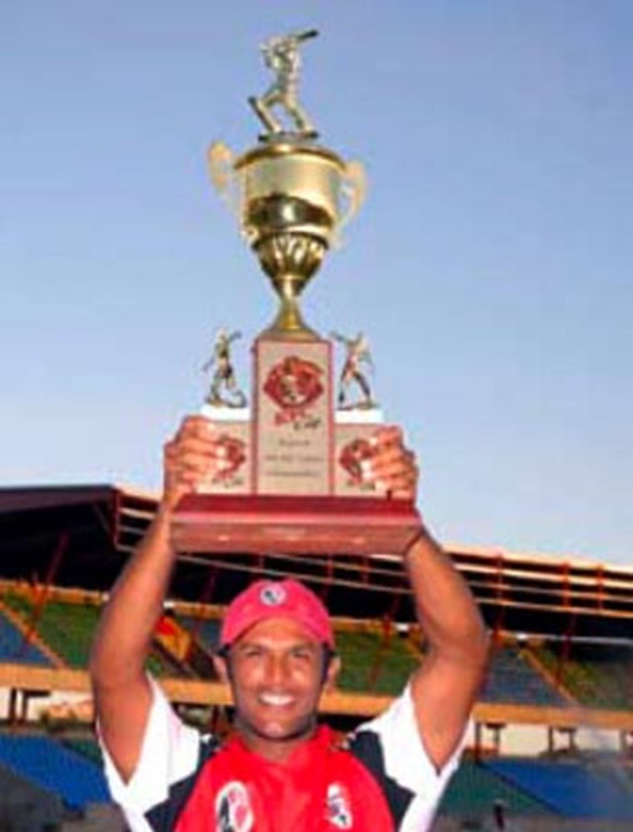 Daren Ganga lifts the KFC Cup, Trinidad & Tobago v Windward Islands, Arnos Vale, February 17, 2007