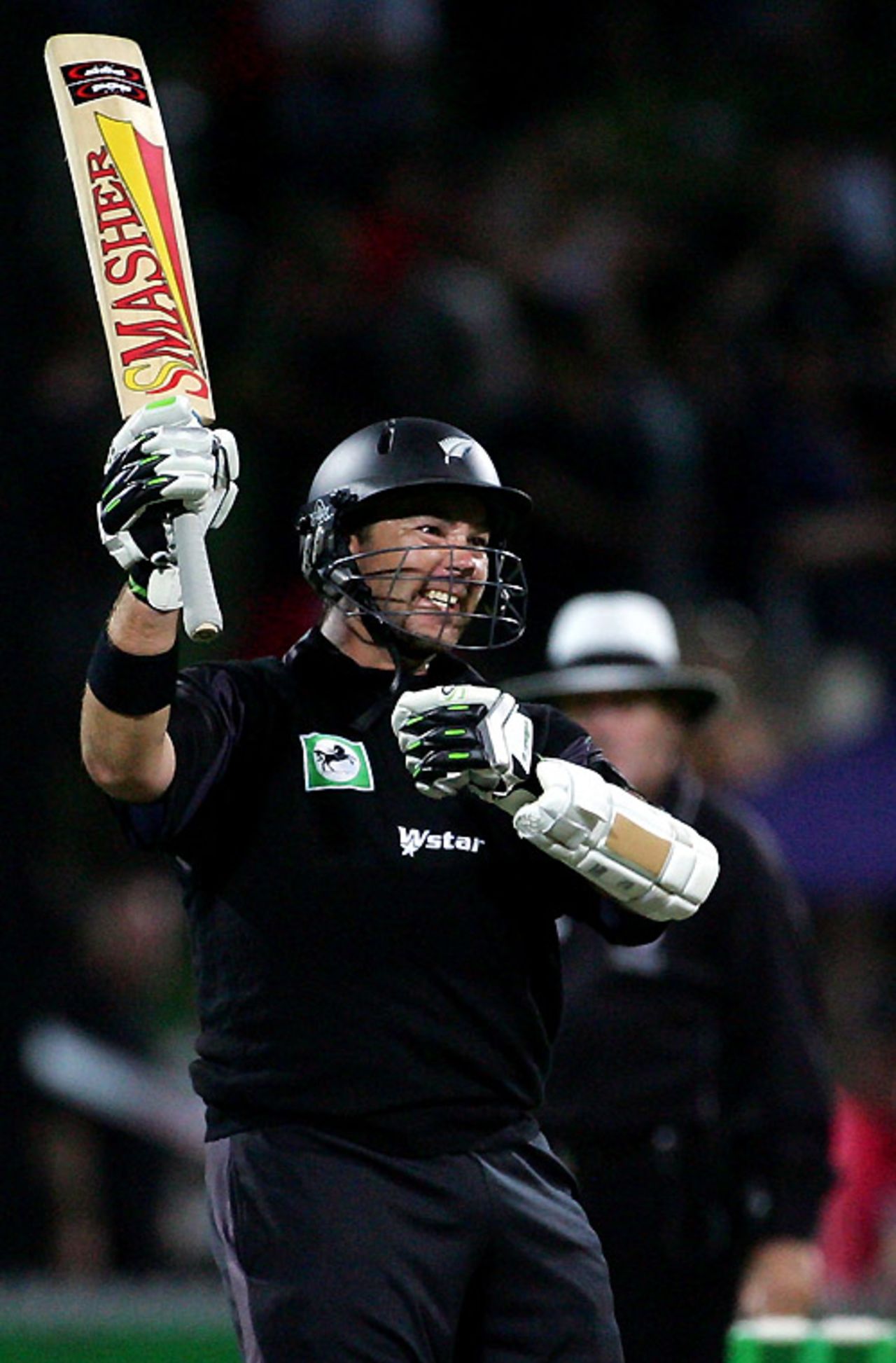 Craig McMillan celebrates his fastest ton, New Zealand v Australia, Chappell-Hadlee Trophy, 3rd ODI, Hamilton, February 20, 2007
