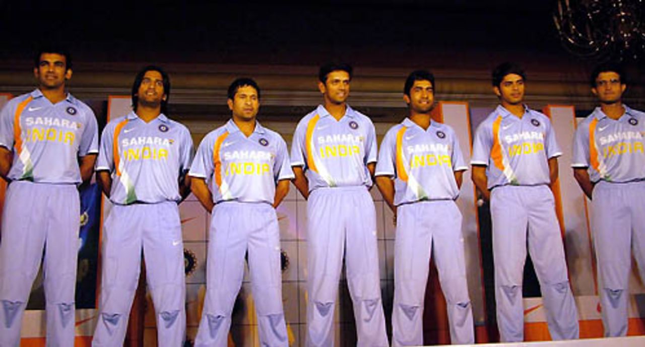 The Indian team with their new colours, Mumbai, February 21, 2007