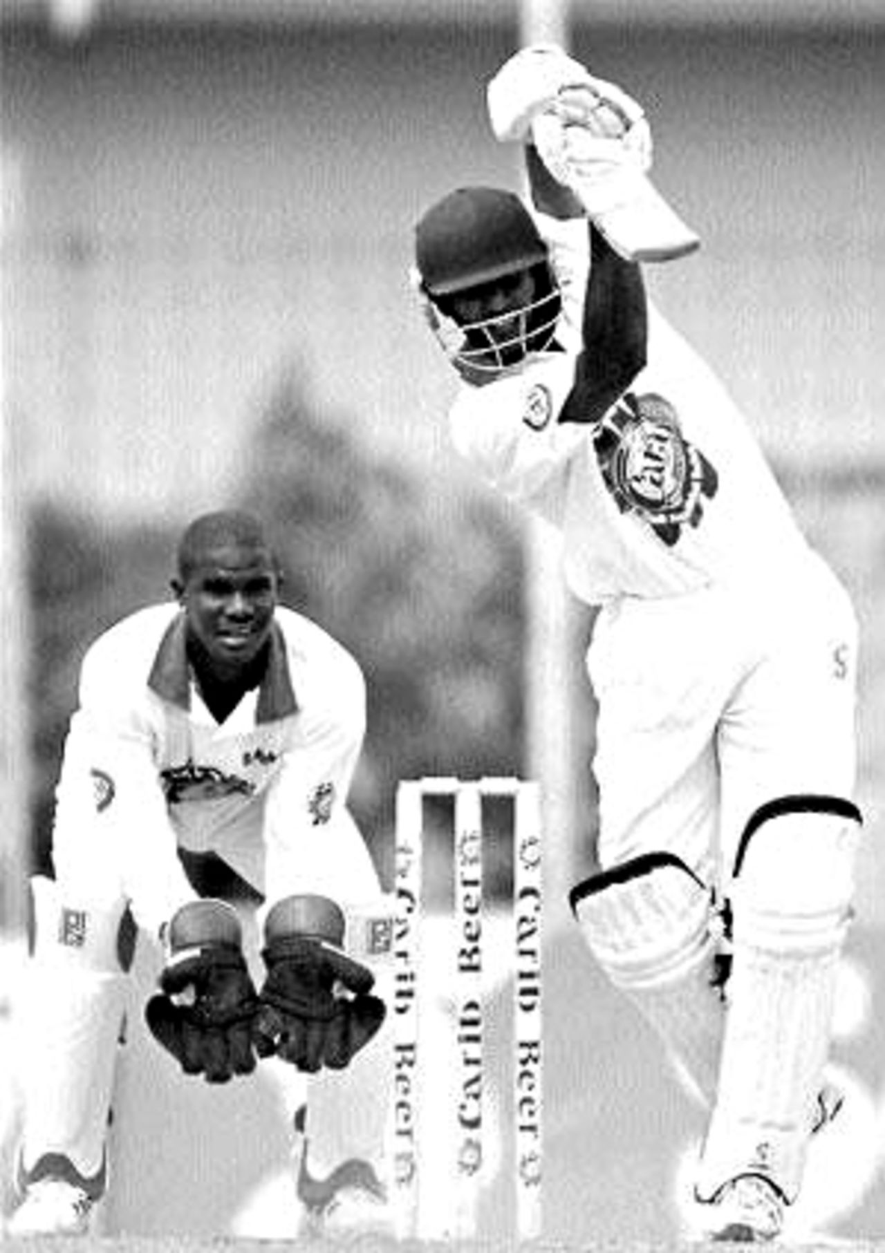 Daren Ganga drives along the ground during his undefeated 120, Trinidad and Tobago v Barbados, Carib Challenge final, 1st day, Pointe-a-Pierre, February 22, 2007