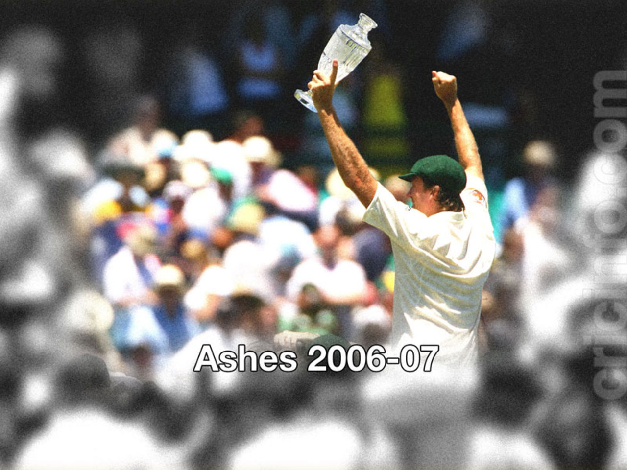 Glenn McGrath with the Ashes Trophy