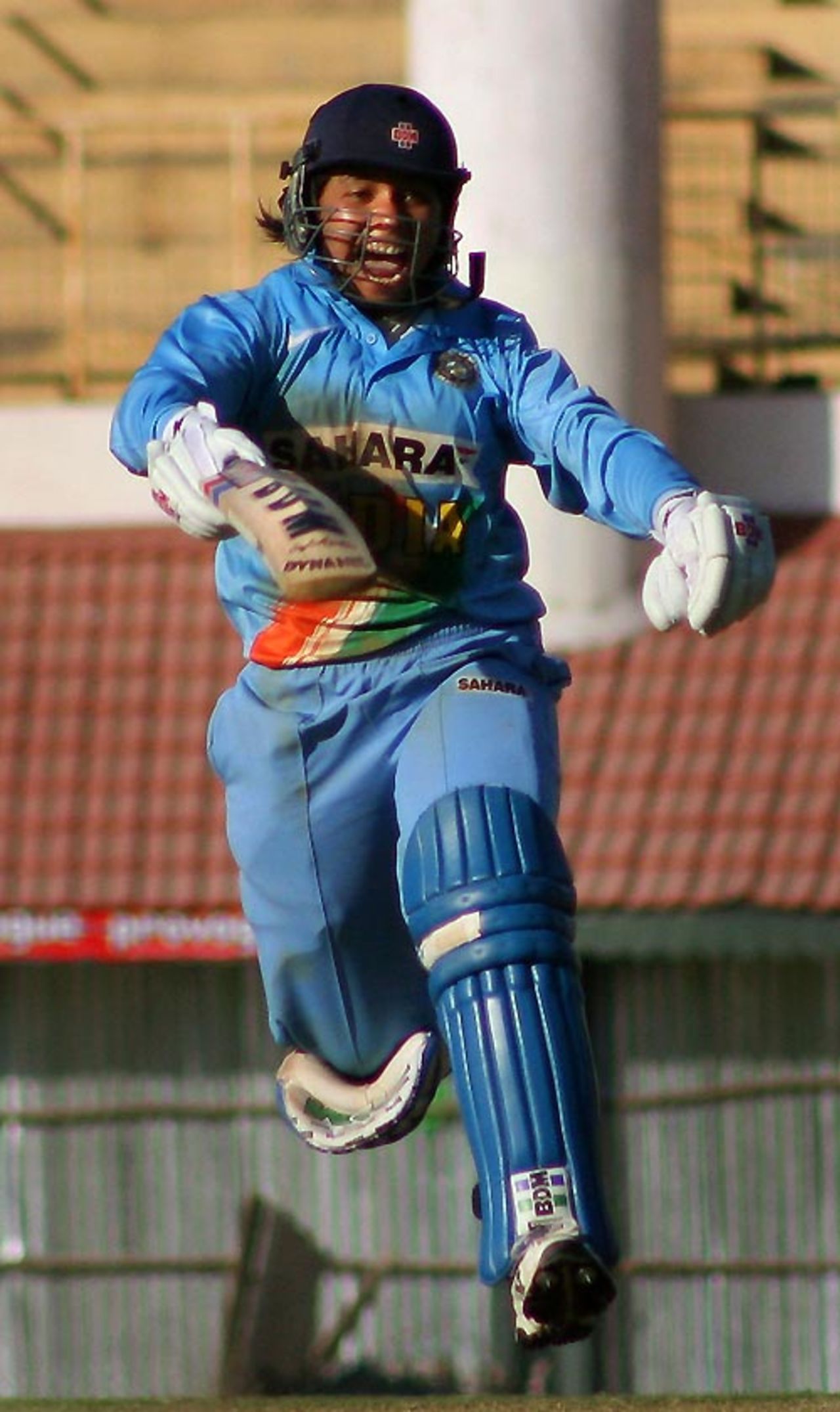 Jaya Sharma jumps for joy after her unbeaten 104 against Australia, Chennai, February 23, 2007
