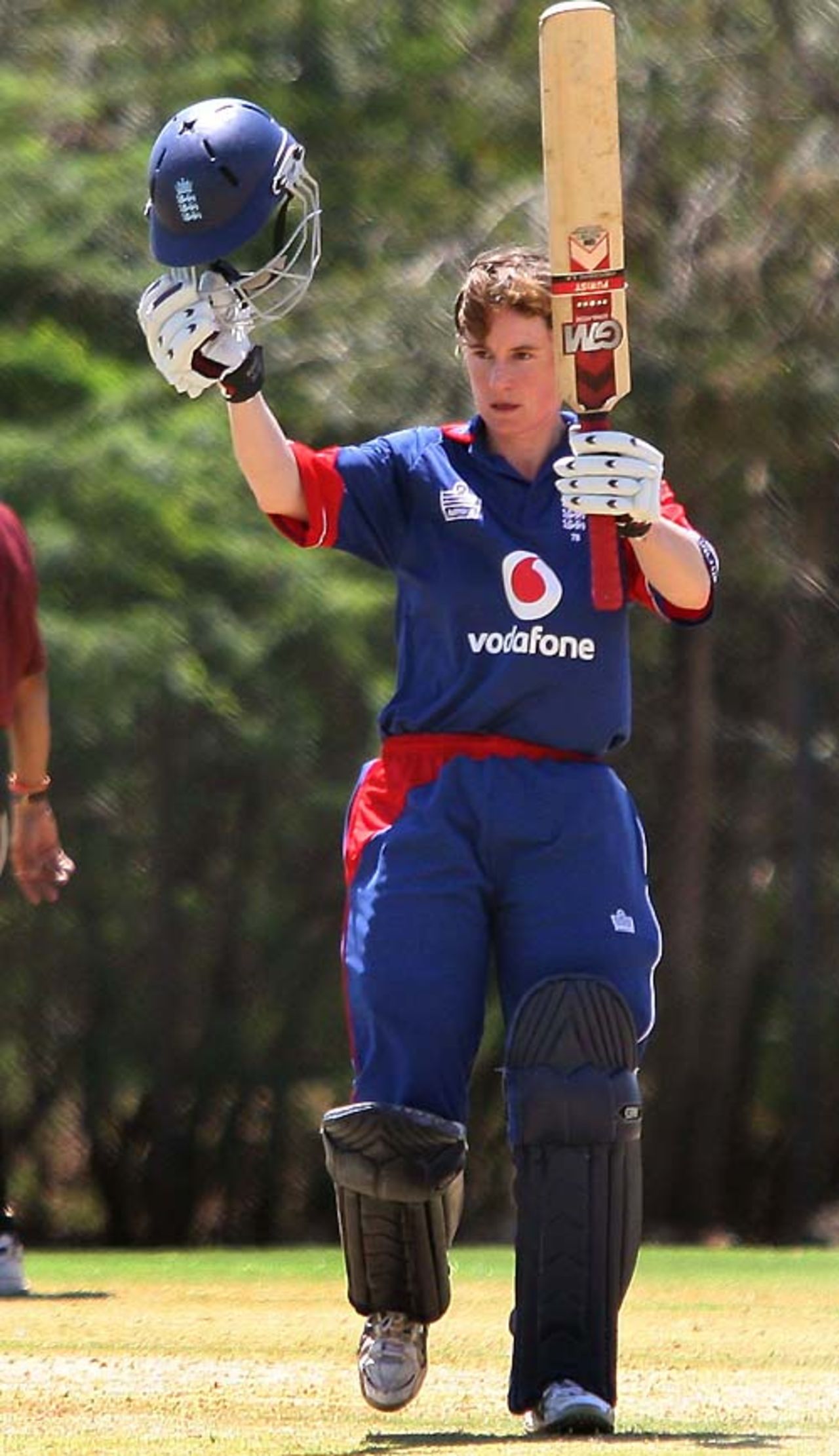 Taylor raises her bat after completing her 100, finished with an unbeaten 113, Australia v England, ICC Quadrangular Tournament, Chennai, February 25, 2007