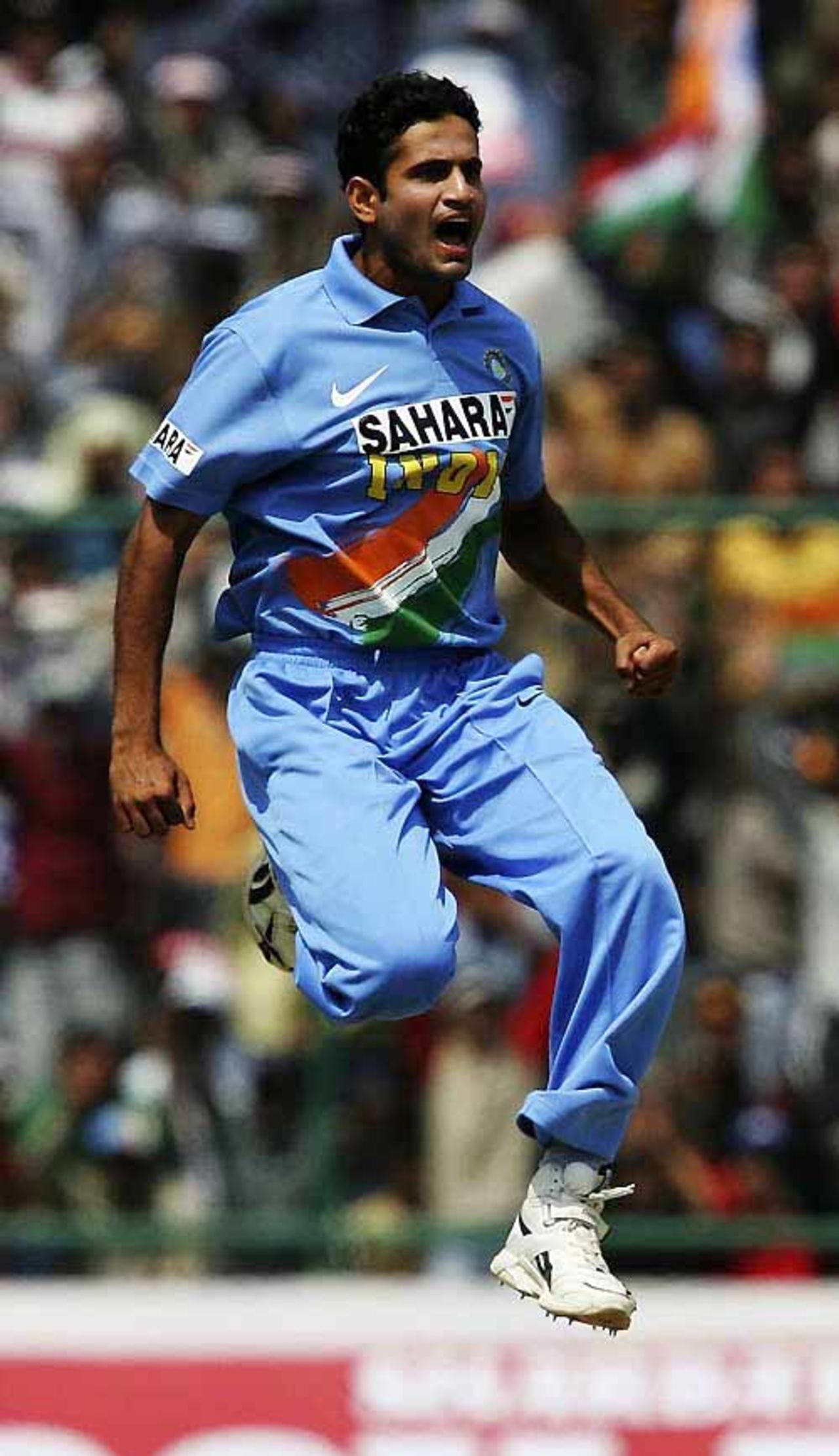 Irfan Pathan in action against England, India v England, 1st ODI, New Delhi, March 28, 2006