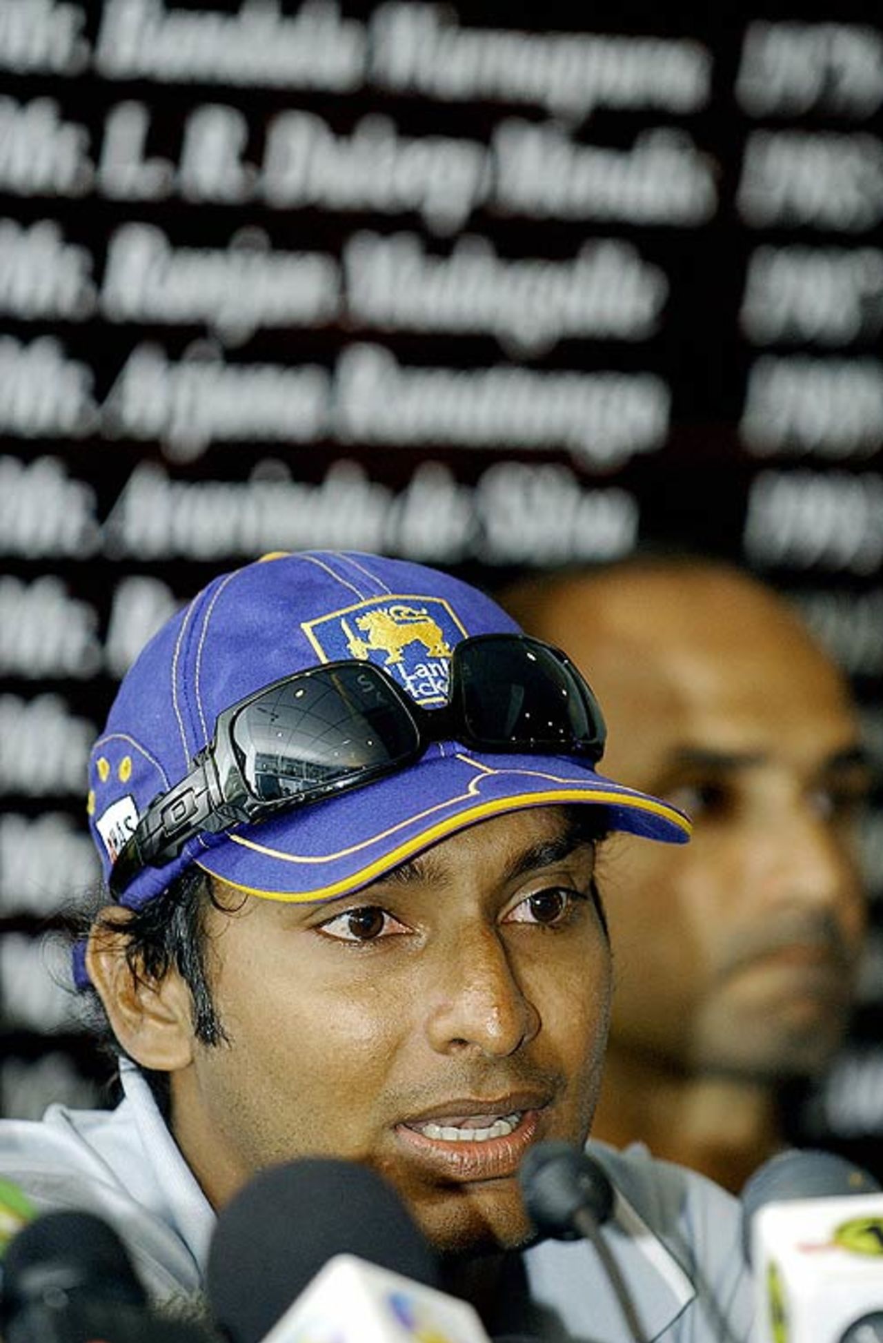 Kumar Sangakkara speaks to the media before Sri Lanka's departure to the West Indies, Colombo, February 26, 2007
