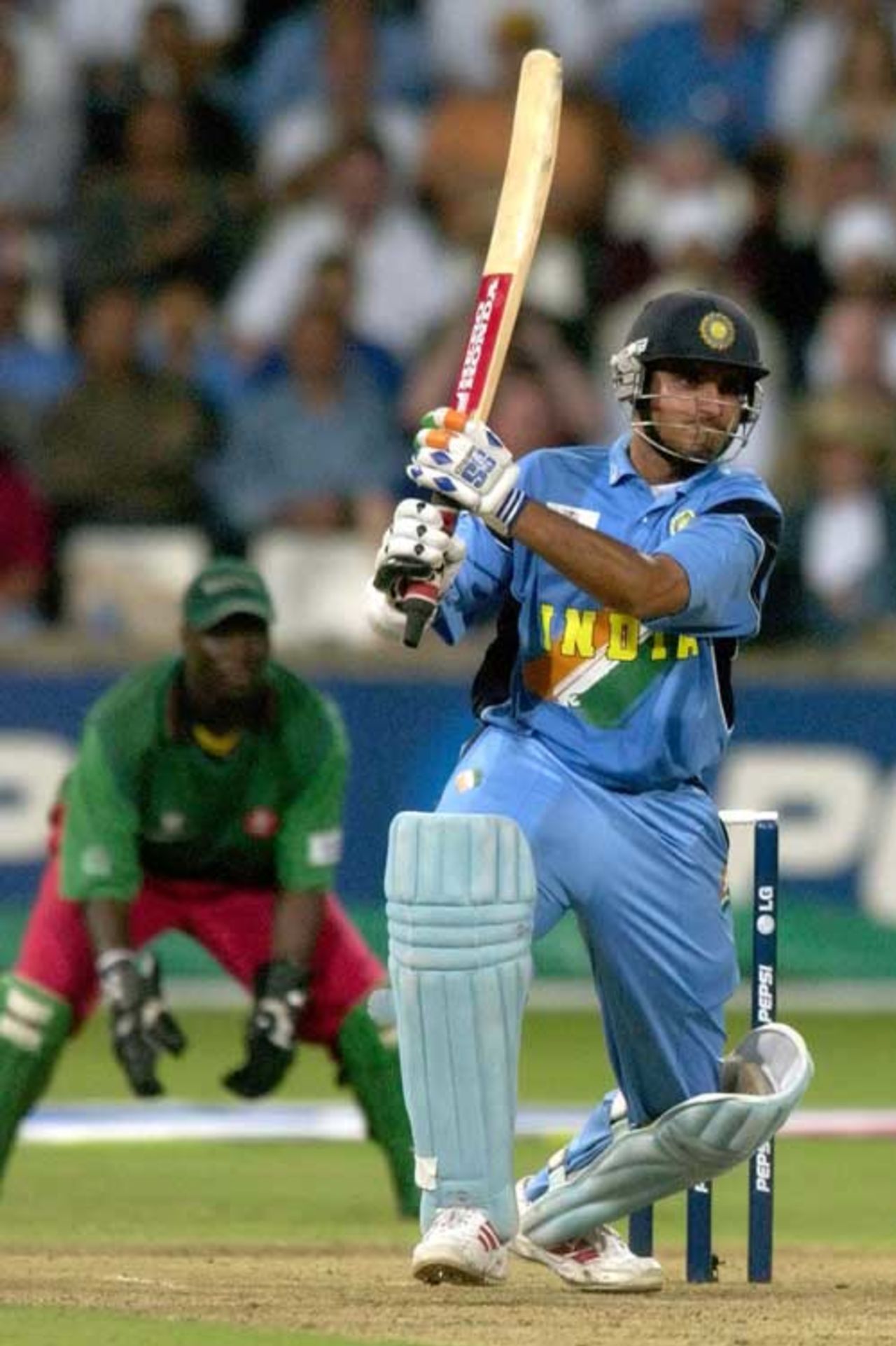 Sourav Ganguly drives during his hundred, Kenya v India, 2nd Super Six Match, Cape Town, March 7, 2003