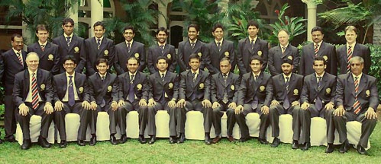 The Indian team pose for a group photo prior to their departure for the World Cup, Mumbai,February 28, 2007