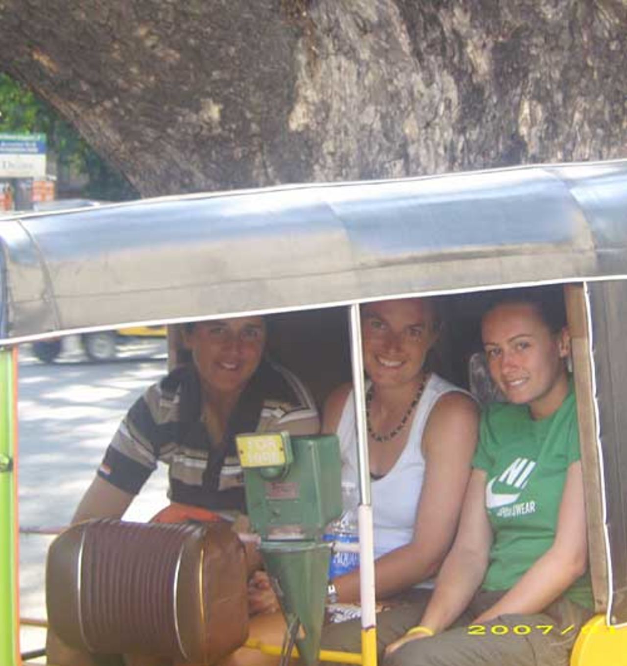 Some of the England players take a tuk-tuk to the cinema, Chennai, February 28, 2007