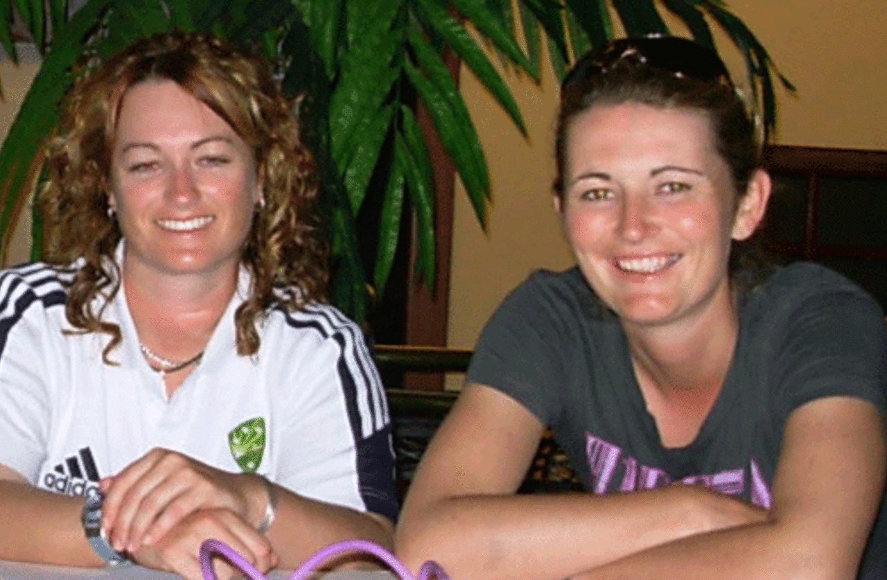 Karen Rolton, the Australia captain, (left) and Charlotte Edwards, the Engalnd captain, at the Residency Towers during the Women's Quadrangular in Chennai, February 22, 2007