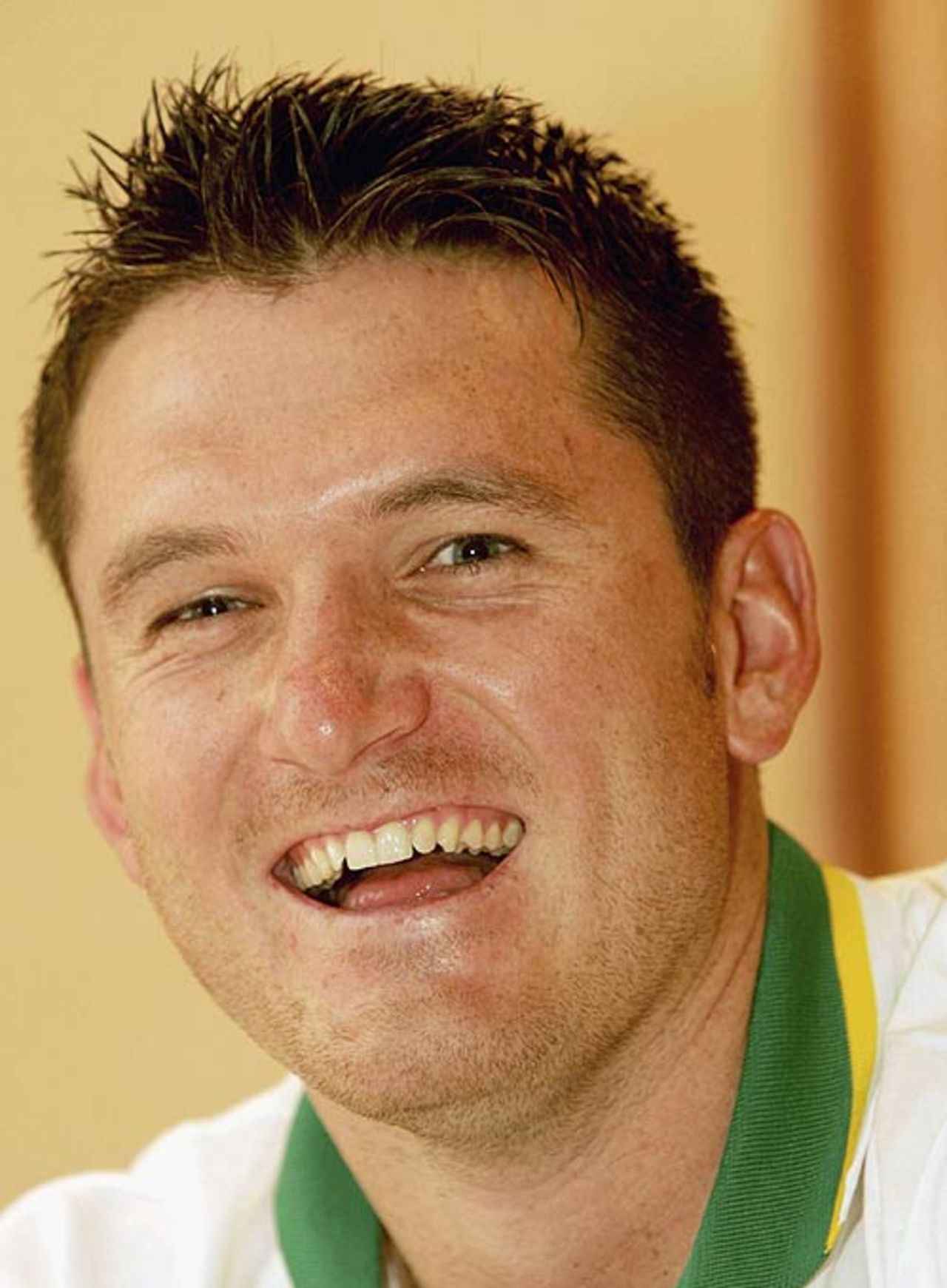 Graeme Smith speaks to the media on arriving for the World Cup, Trinidad, March 2, 2007
