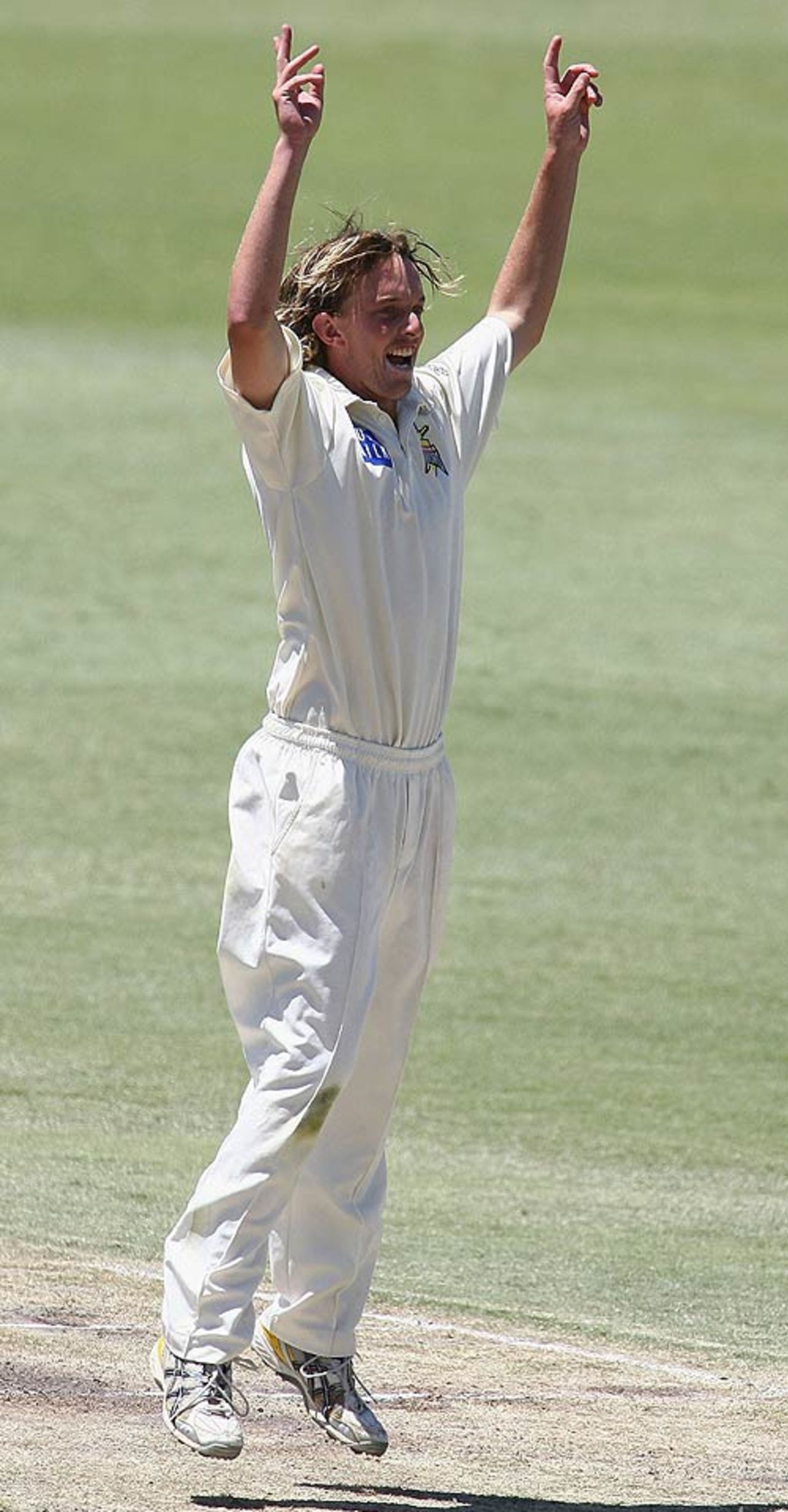 Aaron Heal celebrates a wicket, Western Australia v England XI, Perth, December 10, 2006