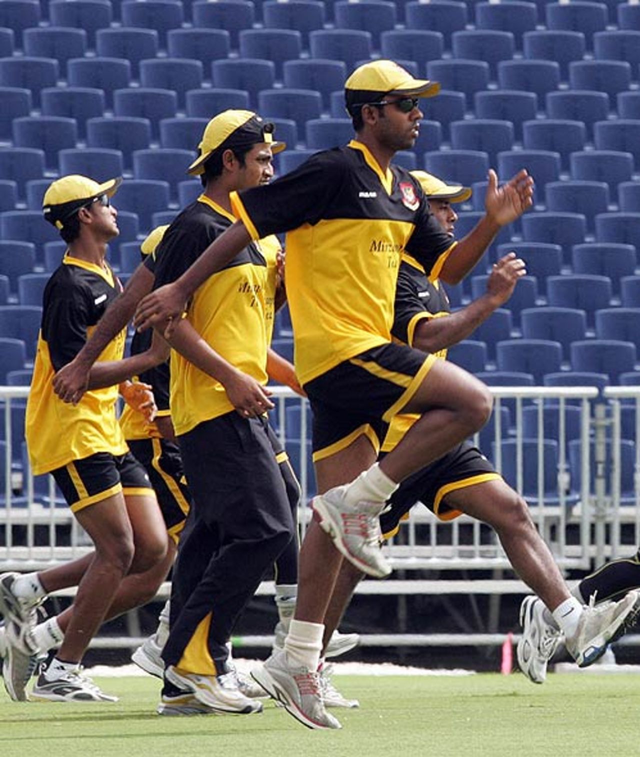 Bangladesh players warm up for a training session, Kensington Oval, Barbados, March 4