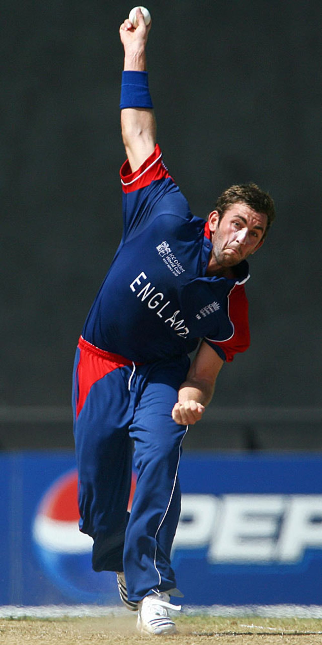 Liam Plunkett roars up to the crease, England v Bermuda, World Cup warm-up, Arnos Vale, March 5, 2007
