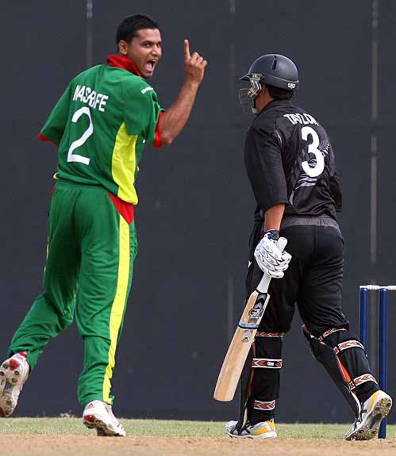 Mashrafe Mortaza gives Ross Taylor a send-off, Bangladesh v New Zealand, 3Ws Oval, Barbados, March 6, 2007