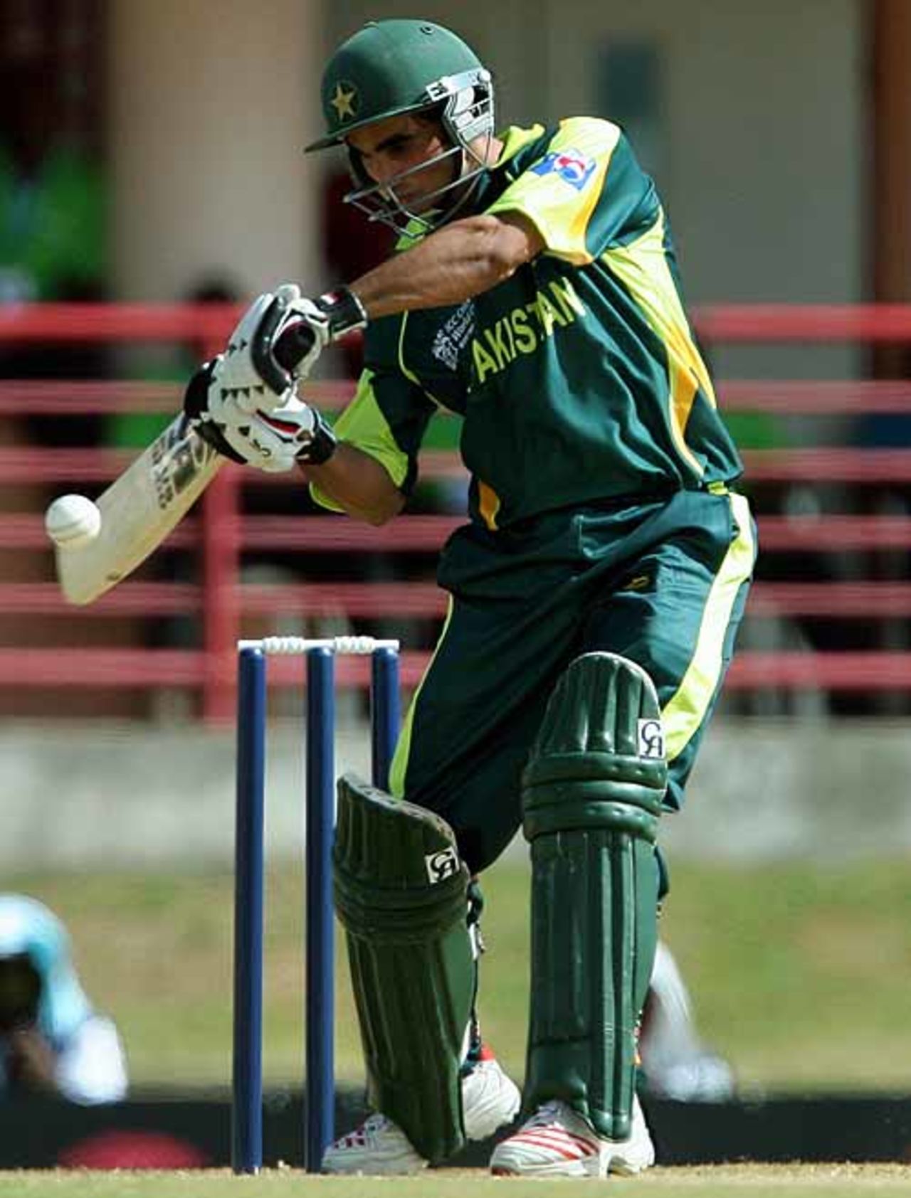 Imran Nazir hits a boundary off Anderson Cummins, Pakistan v Canada,UWI Stadium, Port of Spain, March 6, 2007
