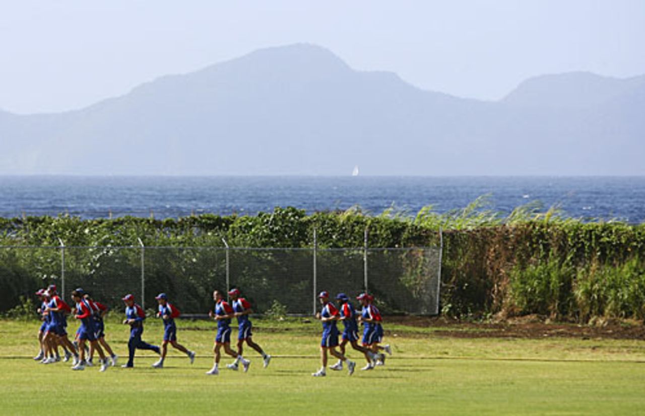 England train at the picturesque Sion Hill Cricket Ground, Kingstown, St Vincent, March 6, 2007