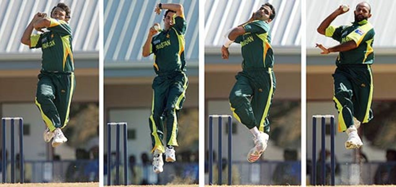 A photo montage of the four Pakistan fast bowlers - Azhar Mahmood, Umar Gul, Rao Iftikhar Anjum and Naved-ul-Hasan, Canada v Pakistan, World Cup warm-up, St Augustine, March 6, 2007
