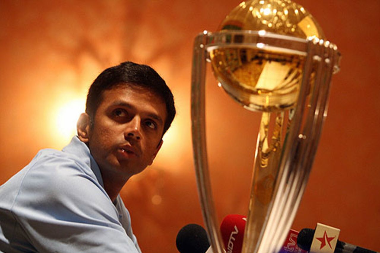 Rahul Dravid turns his gaze elsewhere during a press conference in Montego Bay, Jamaica, March 10, 2007
