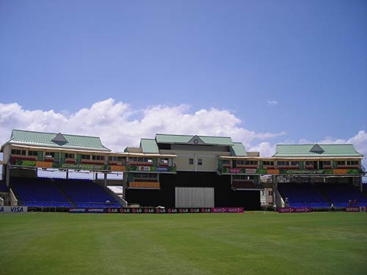 An overview of the main stands at Warner Park, 2007 World Cup, Basseterre, St Kitts, March 11, 2007