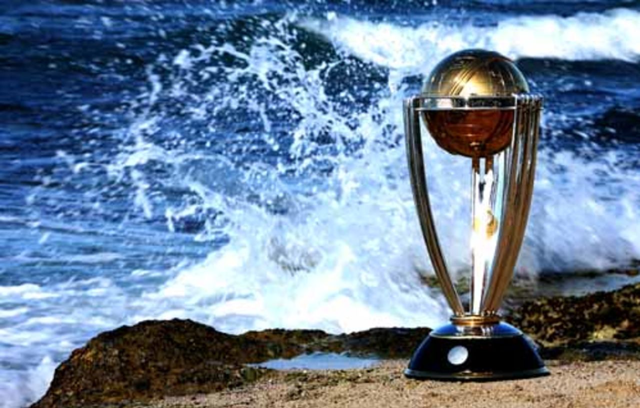 The World Cup stands against a scenic Montego Bay, March 11, 2007