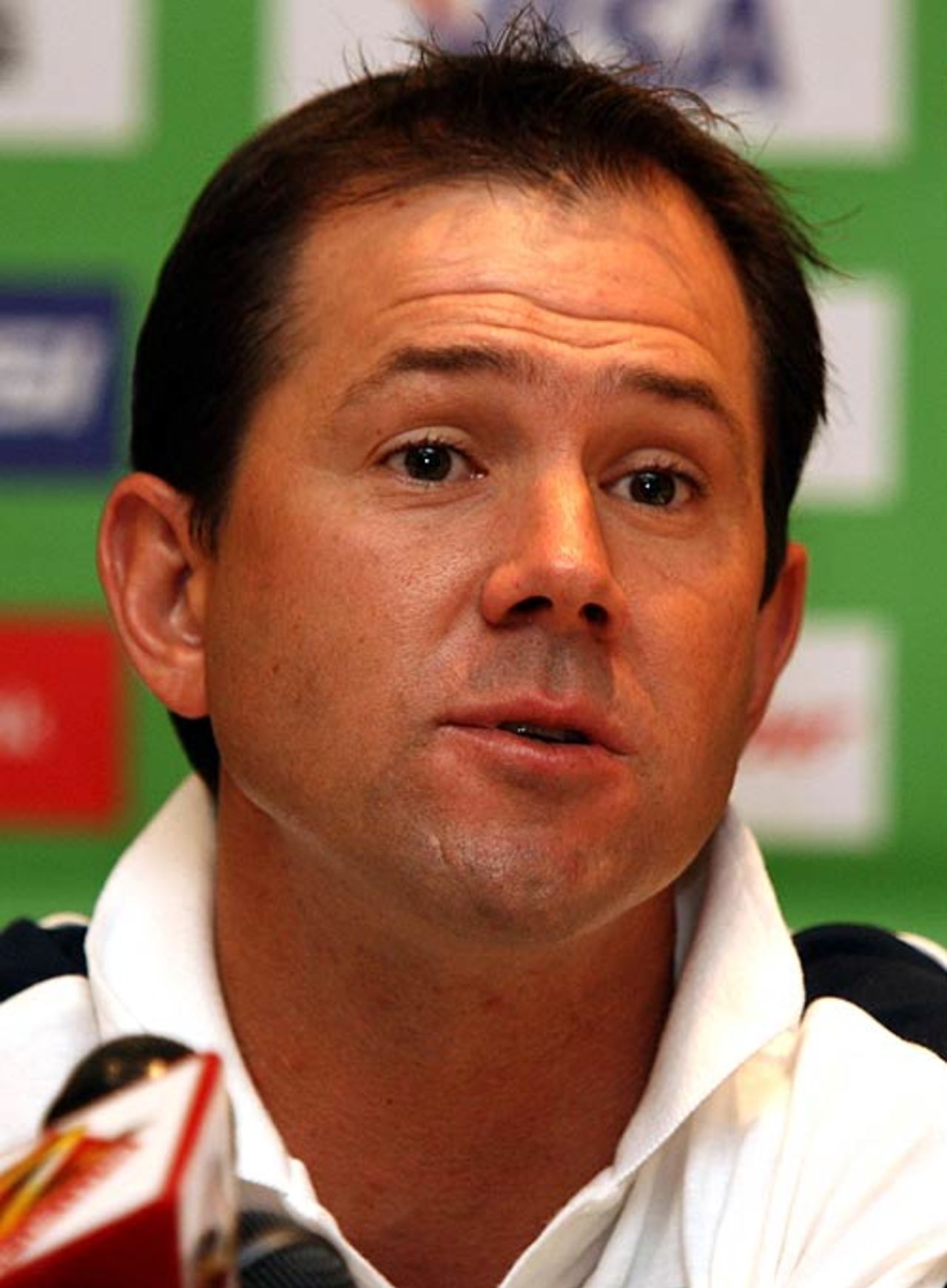 Ricky Ponting speaks to the media ahead of the World Cup opening ceremony, Montego Bay, Jamaica, March 11, 2007