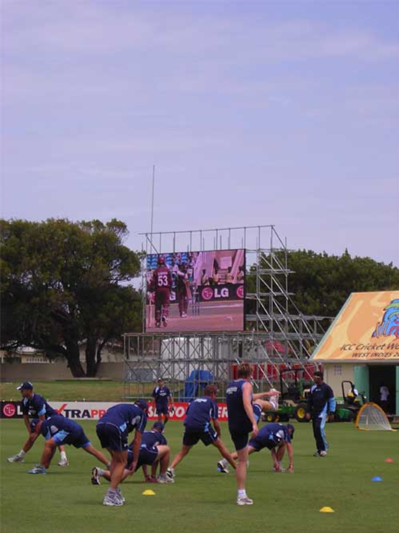 Scotland warm up for the big event in front of the big screen, 2007 World Cup, St Kitts, March 13, 2007 