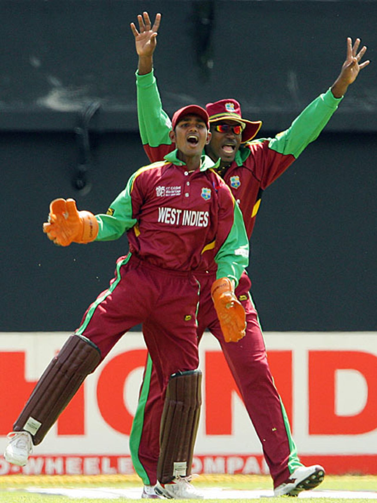 Denesh Ramdin celebrates the wicket of Imran Nazir, West Indies v Pakistan, Group D, Kingston, 2007 World Cup, March 13, 2007