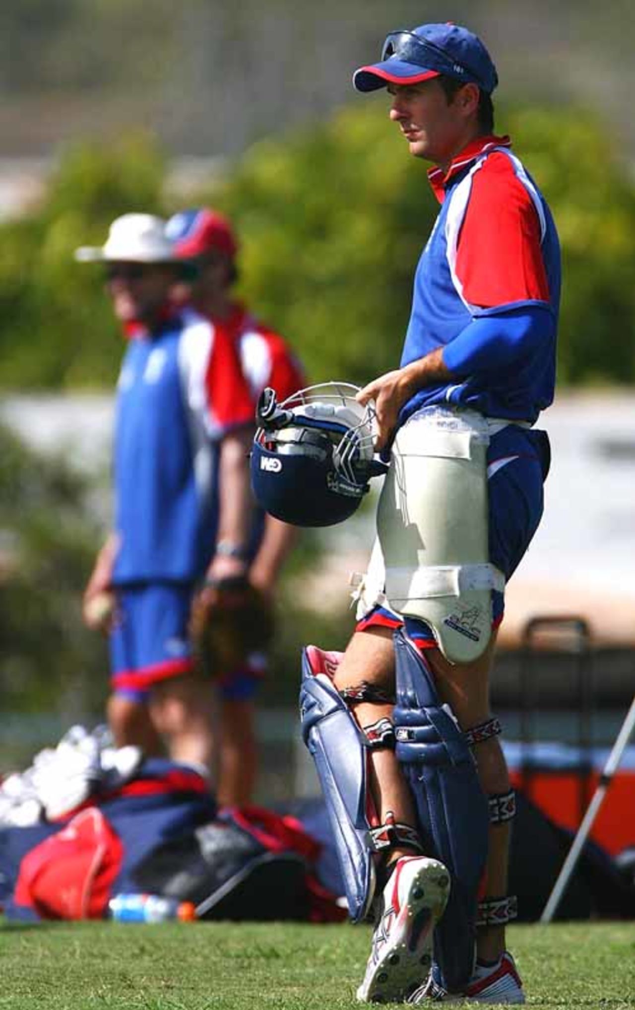 Michael Vaughan waits for his turn at the nets, St Lucia, March 13, 2007