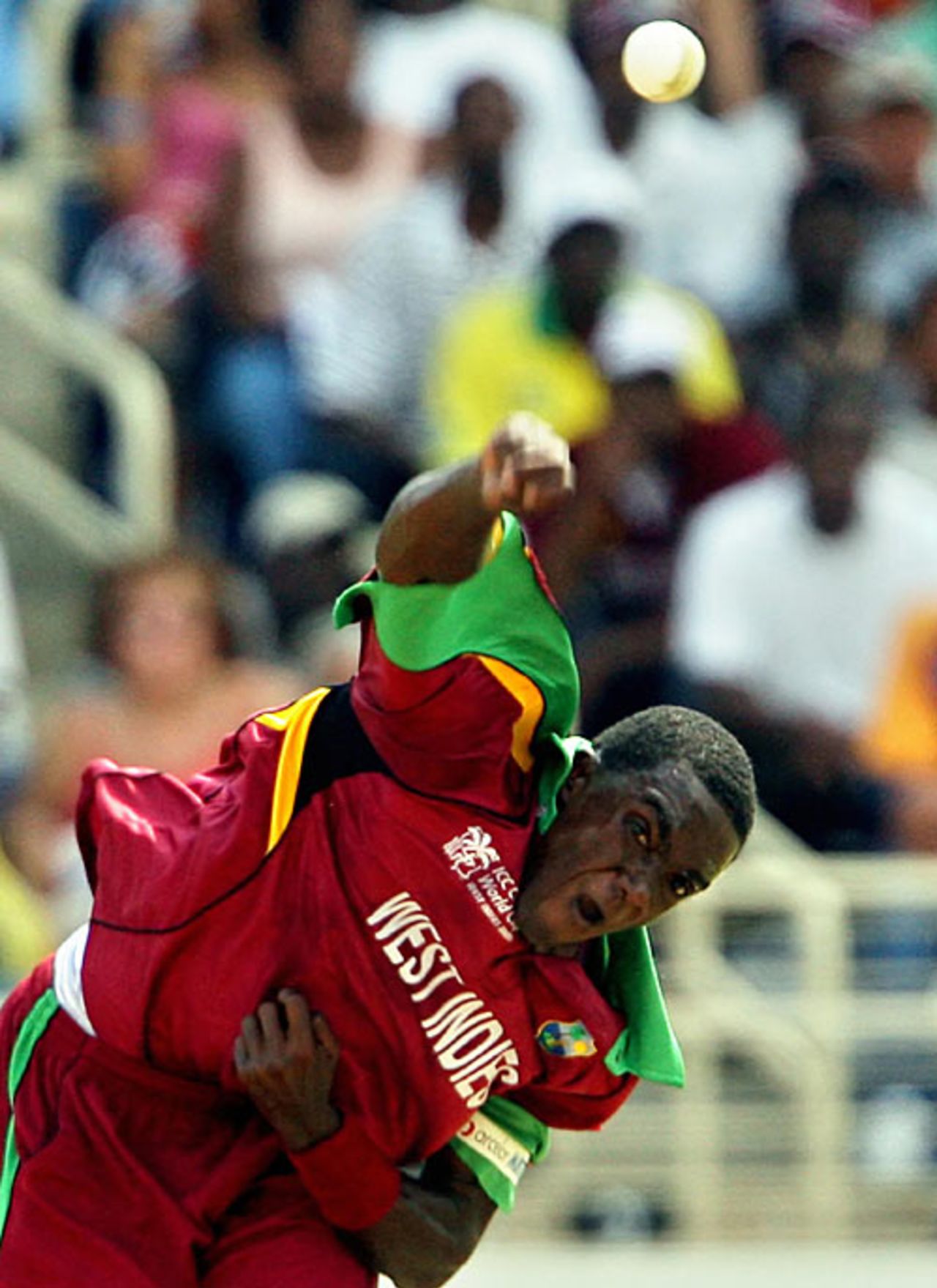Jerome Taylor fires down another delivery, West Indies v Pakistan, Group D, Kingston, 2007 World Cup, March 13, 2007