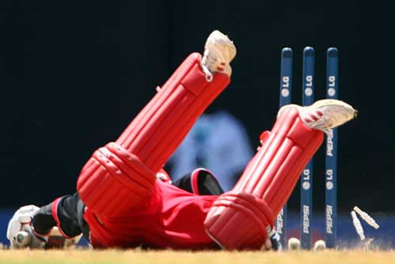 Ashish Bagai dives back for his crease but is out stumped, Kenya v Canada, World Cup, Group C, St Lucia, March 14, 2007