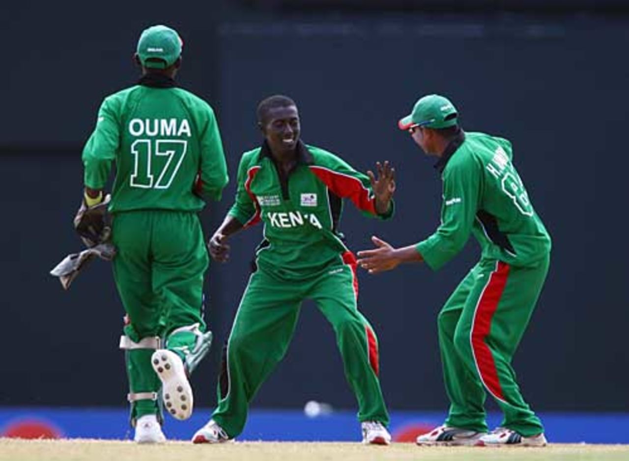 Jimmy Kamande does a jig after his second wicket, Kenya v Canada, World Cup, Group C, St Lucia, March 14, 2007