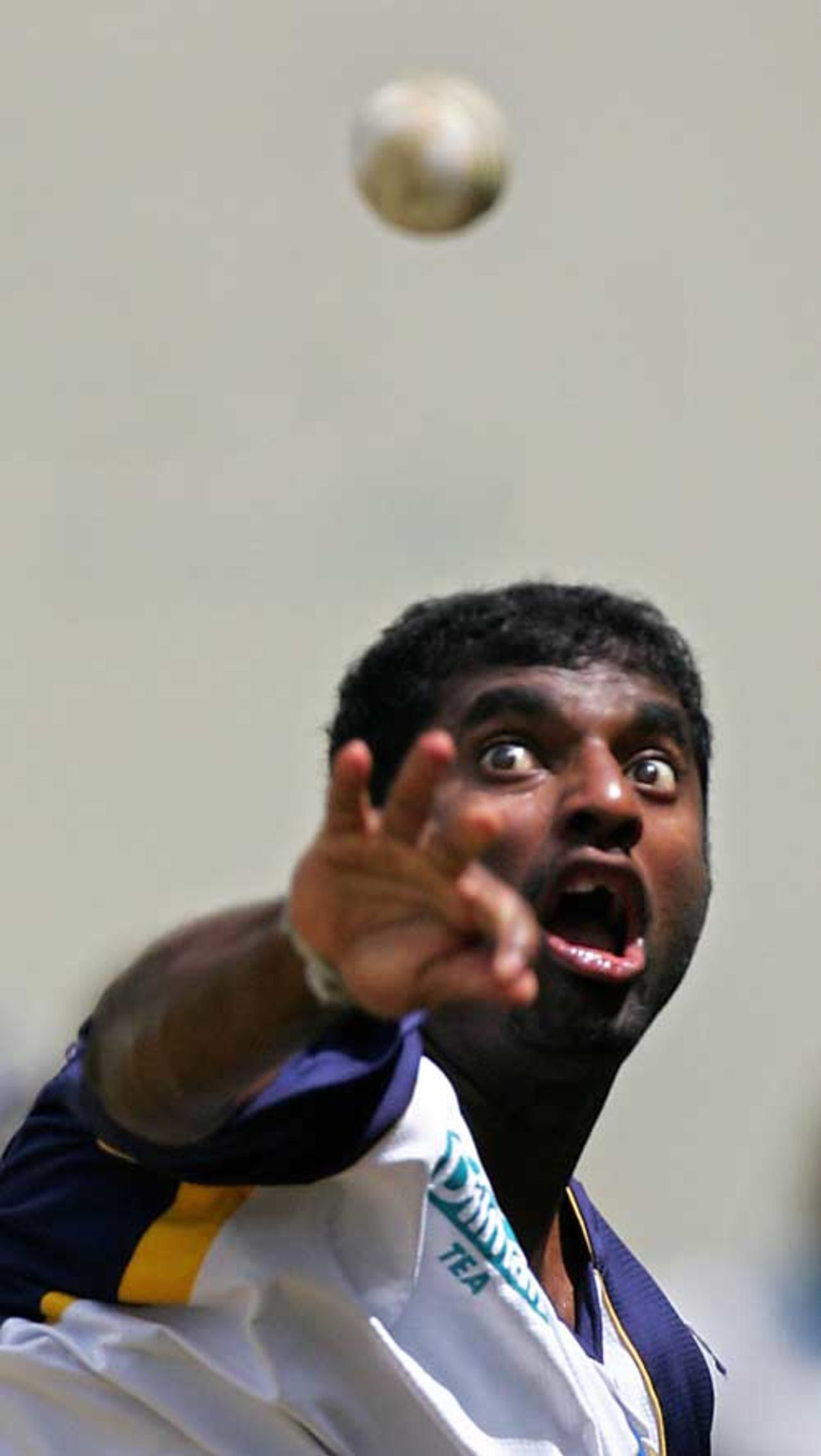 Muttiah Muralitharan in action during Sri Lanka's practice session at Queen's Park Oval, Trinidad, March 14, 2007