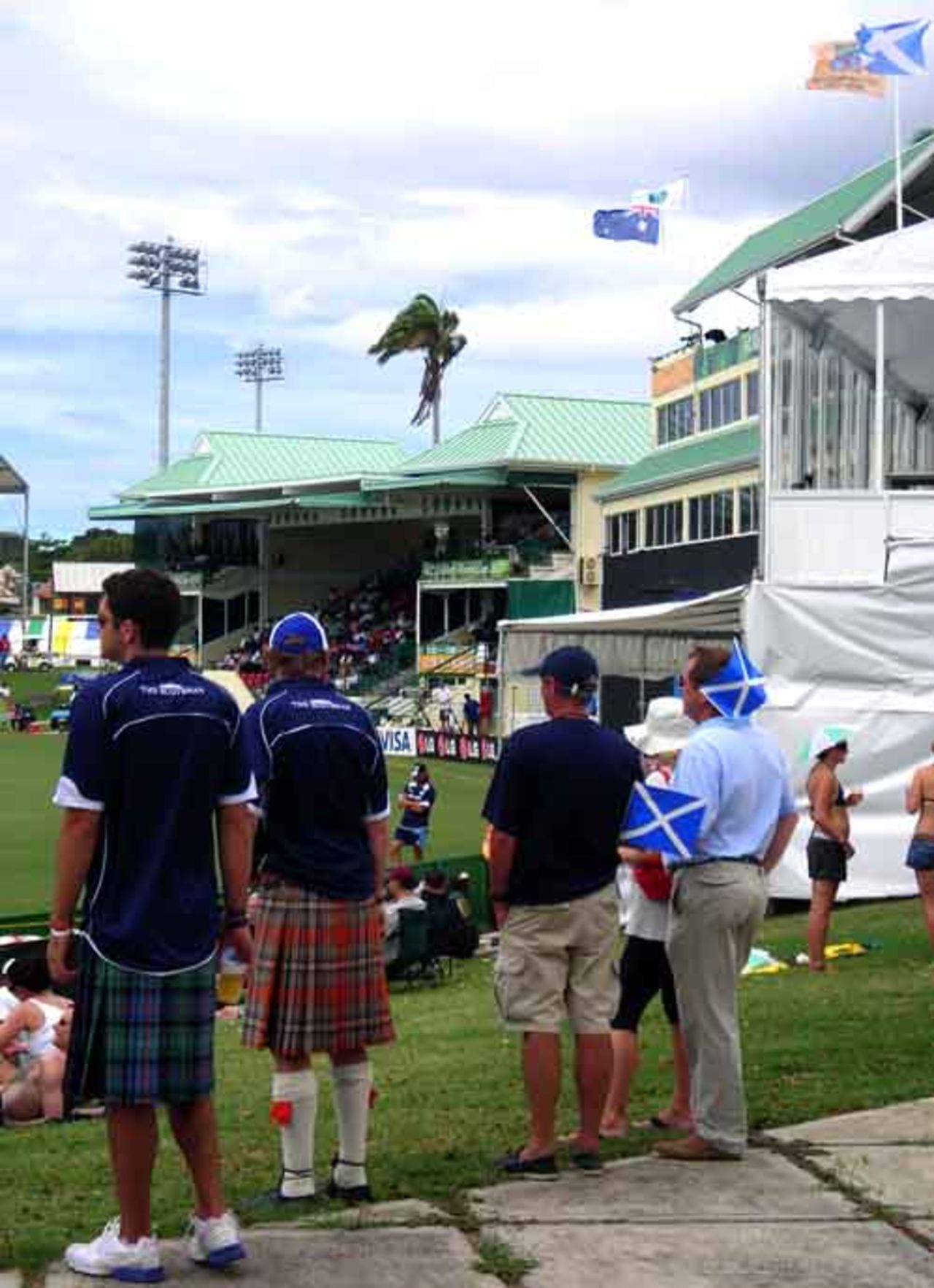 Scottish fans in their traditional kilts while watching the St Kitts clash, Australia v Scotland, Group A, Basseterre, 2007 World Cup, March 14, 2007