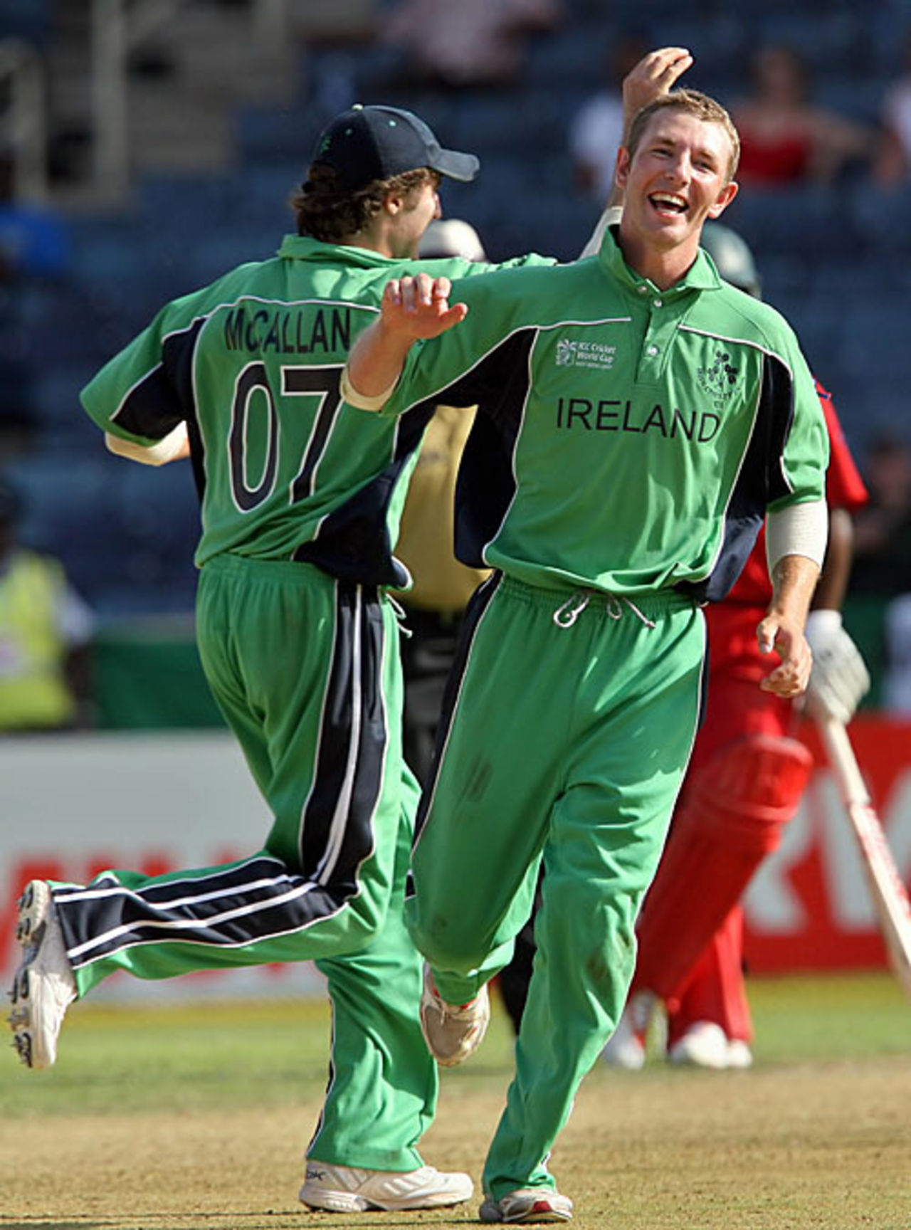 Andrew White celebrates the fall of Vusi Sibanda, Ireland v Zimbabwe, World Cup, Group D, Jamaica, March 15, 2007