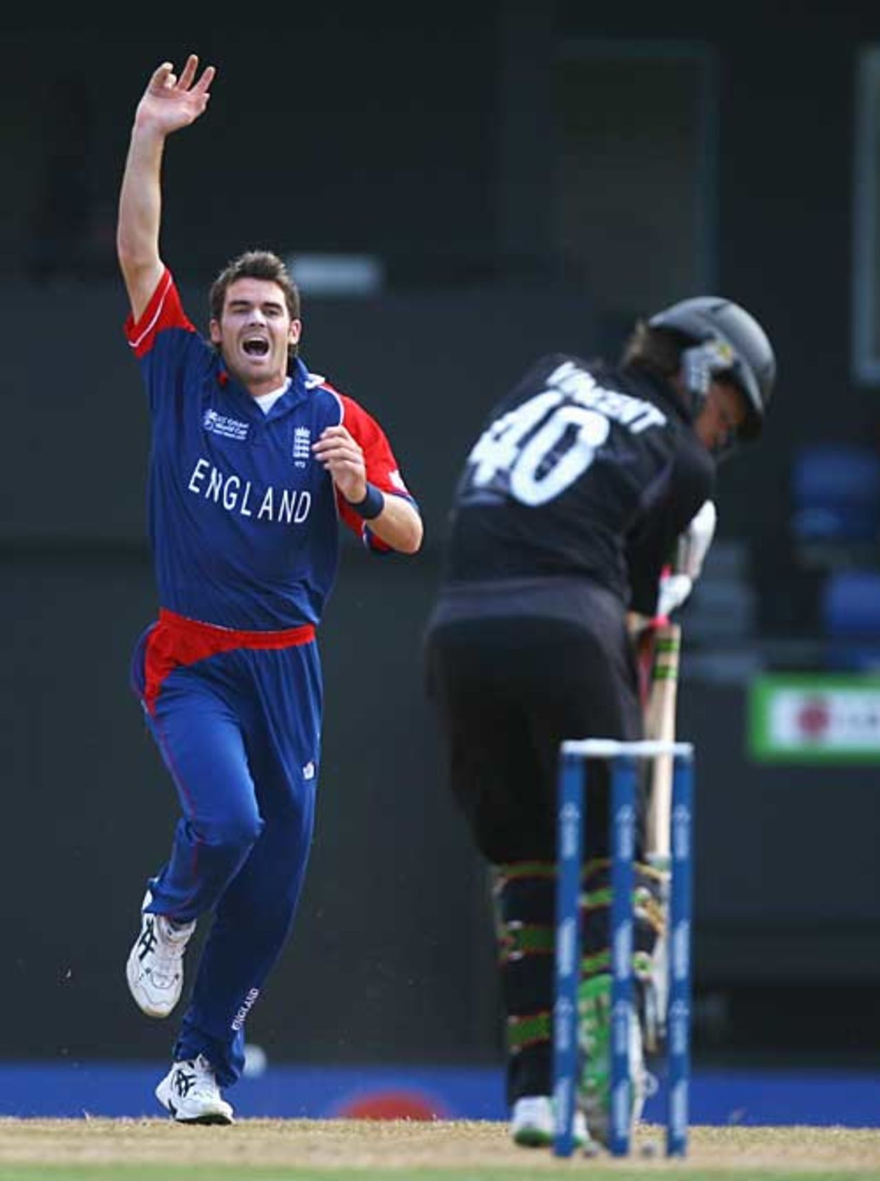 James Anderson removes Lou Vincent in the first over, England v New Zealand, Group C, Gros Islet, March 16, 2007