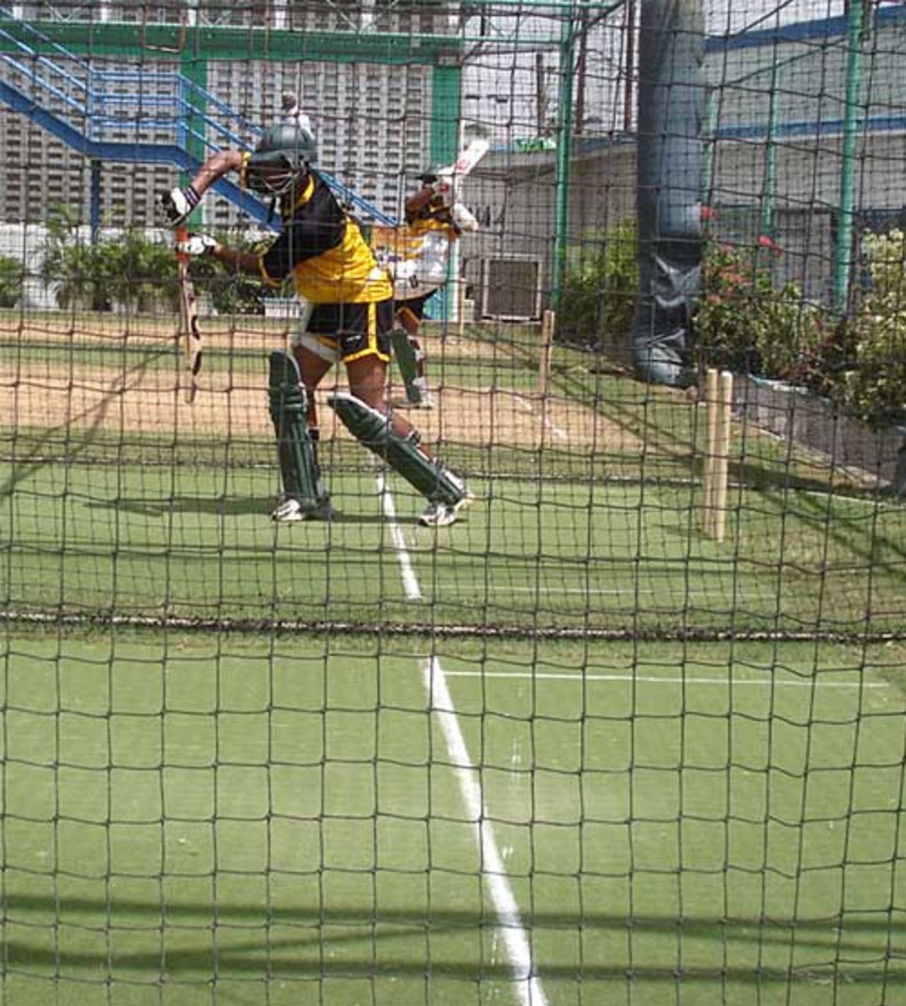 Saqibul Hasan, the Bangladesh allrounder, works on his batting at nets Port-of-Spain, Trinidad, March 16, 2007