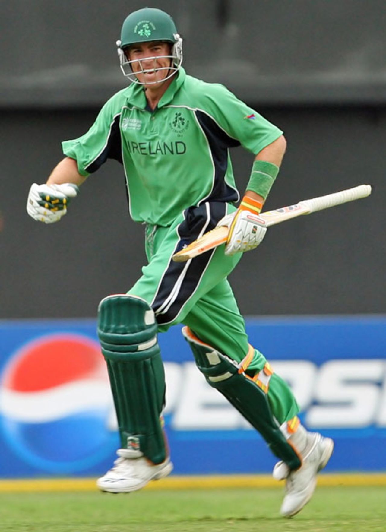 A delighted Trent Johnston celebrates hitting a six to beat Pakistan, Ireland v Pakistan, Group D, Jamaica, March 17, 2007